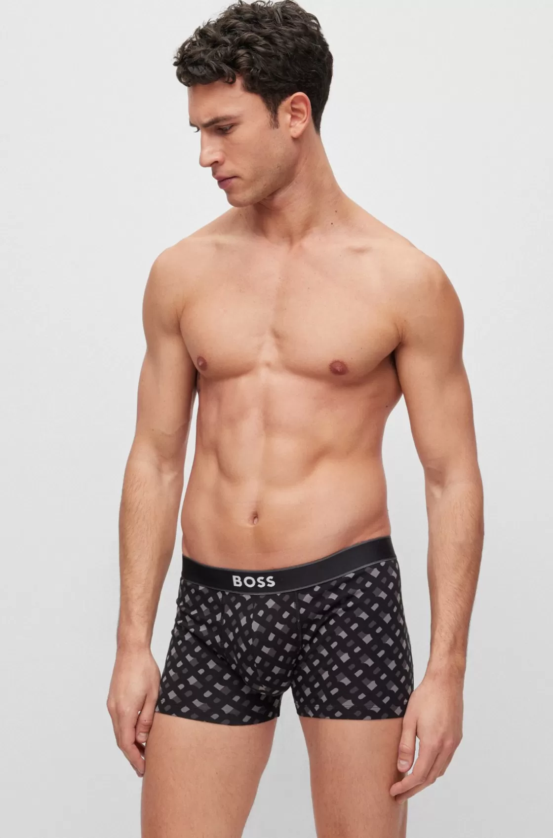 HUGO BOSS Stretch-cotton Trunks With Signature Logo Waistband Black Shop