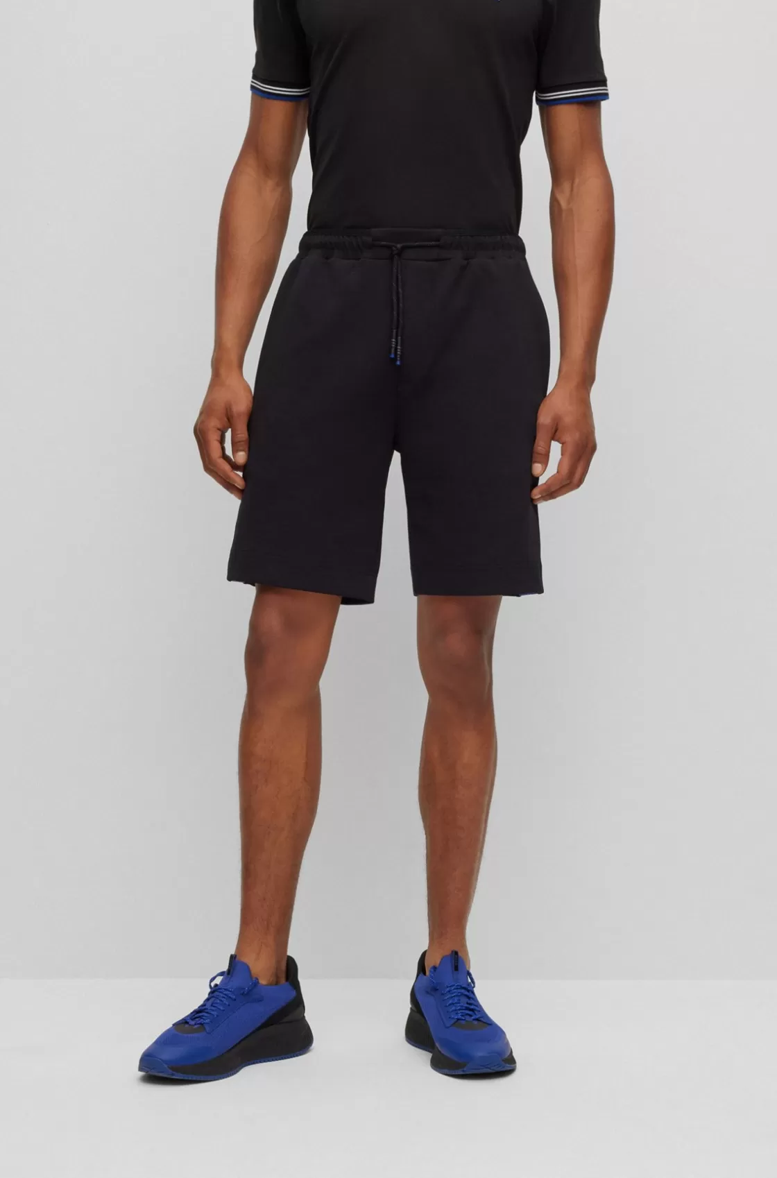 HUGO BOSS Stretch-cotton-blend Shorts With Tape Trims Black Store