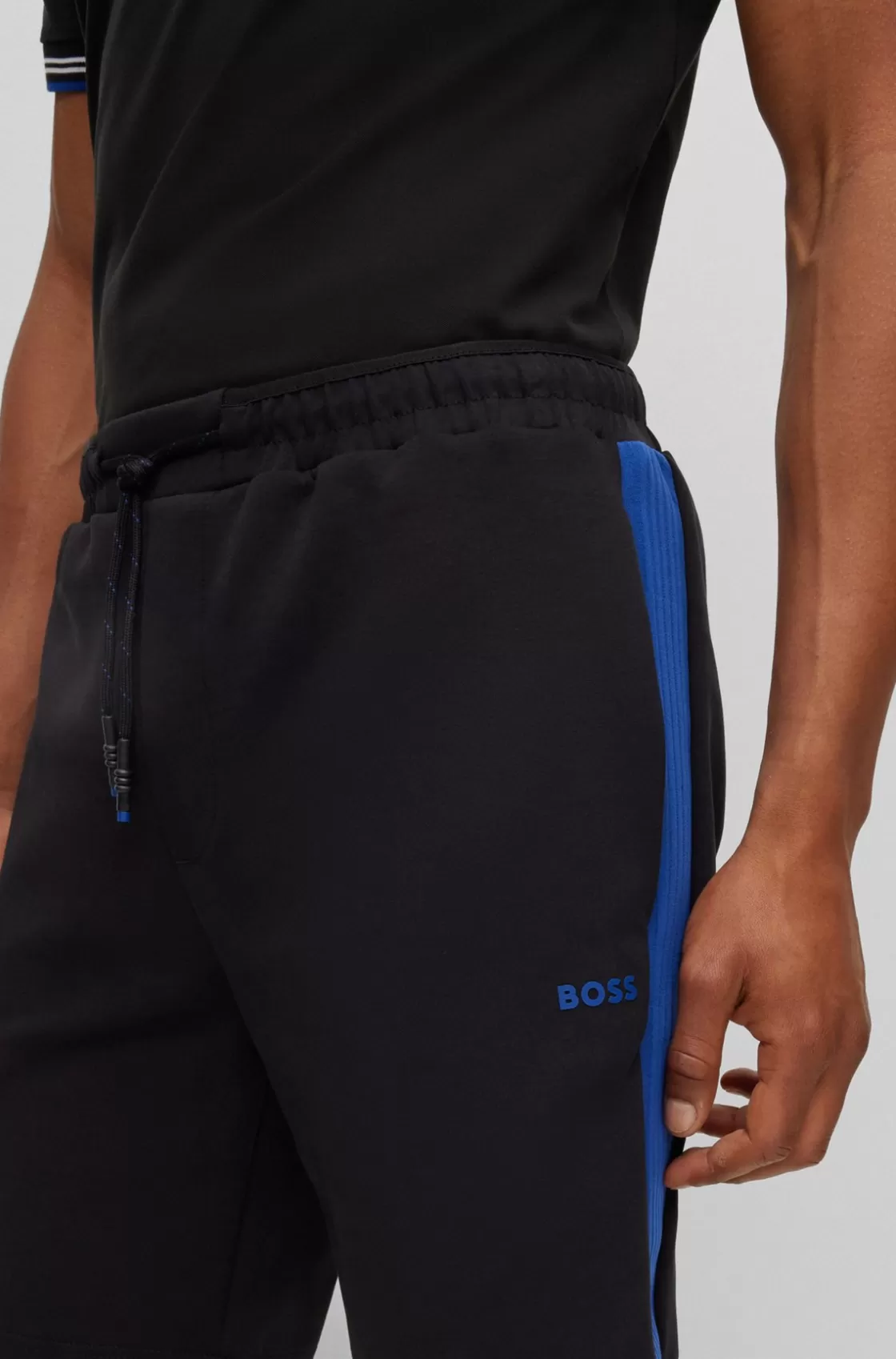 HUGO BOSS Stretch-cotton-blend Shorts With Tape Trims Black Store
