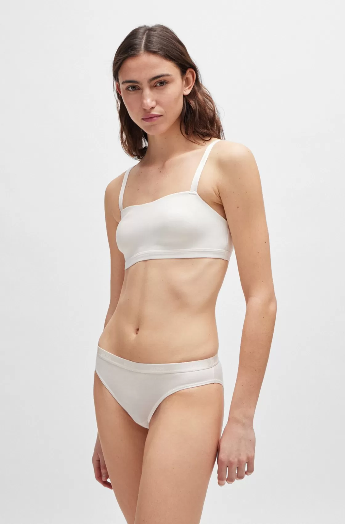 HUGO BOSS Stretch-jersey Bralette With Branded Straps White Discount