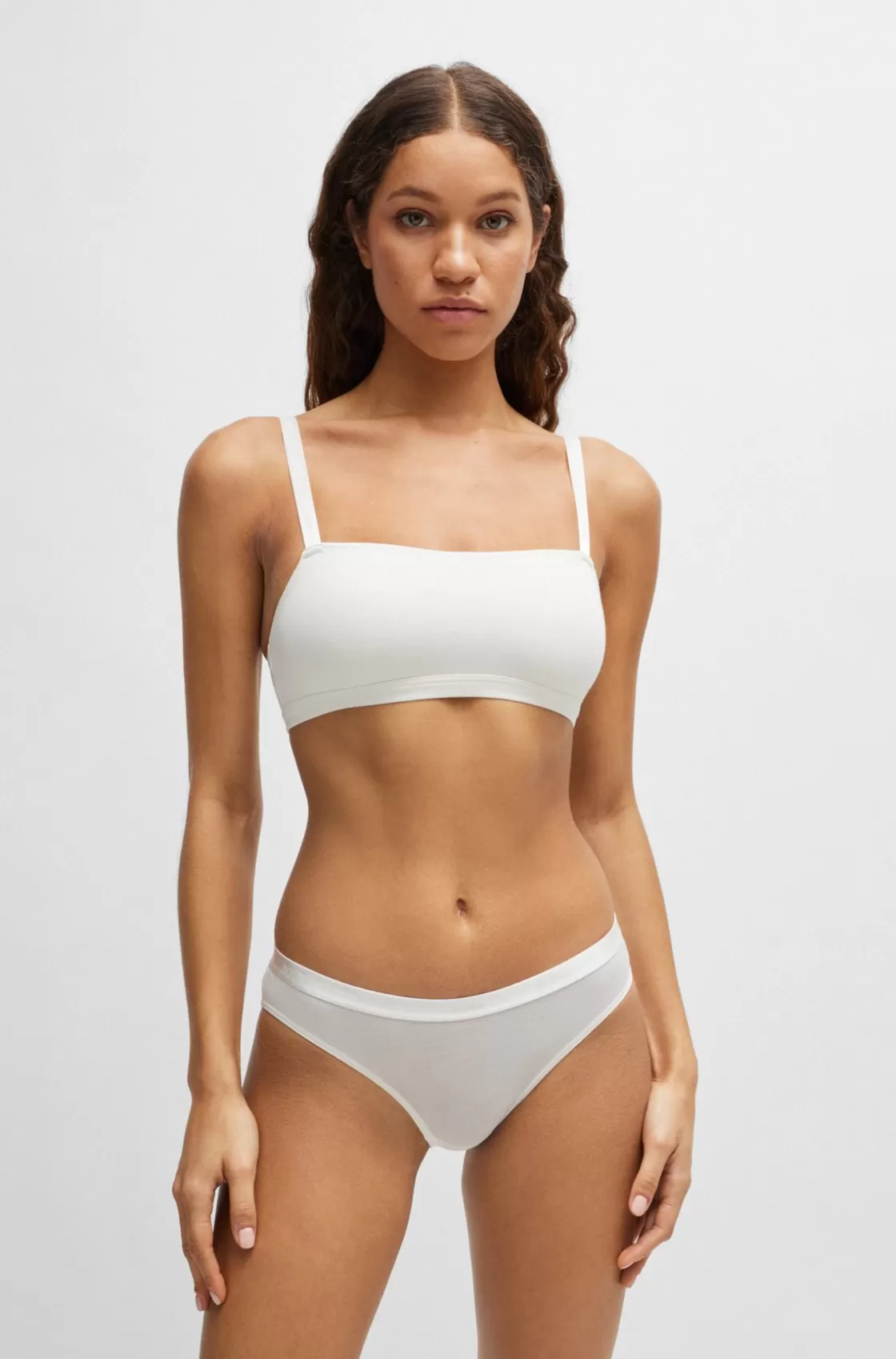 HUGO BOSS Stretch-jersey Briefs With Logo Waistband White Discount