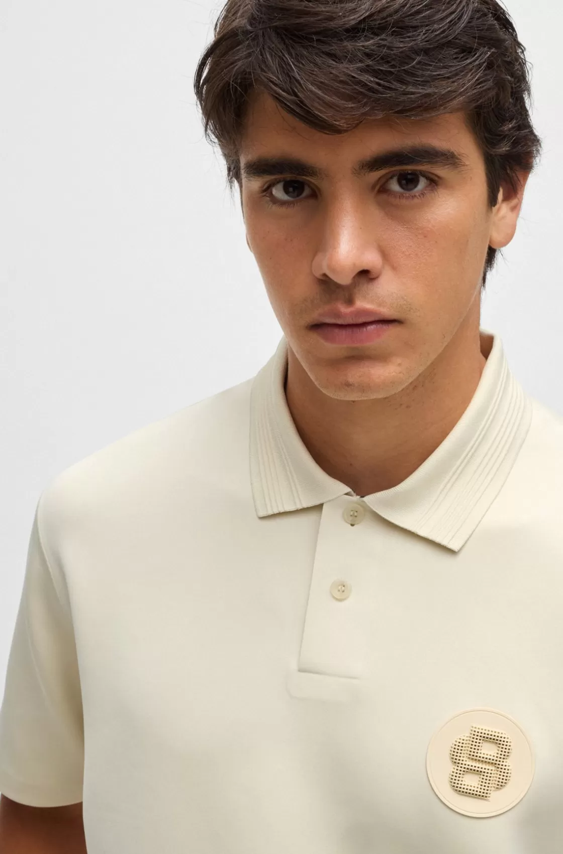 HUGO BOSS Stretch-jersey Polo Shirt With Double Monogram White Clearance