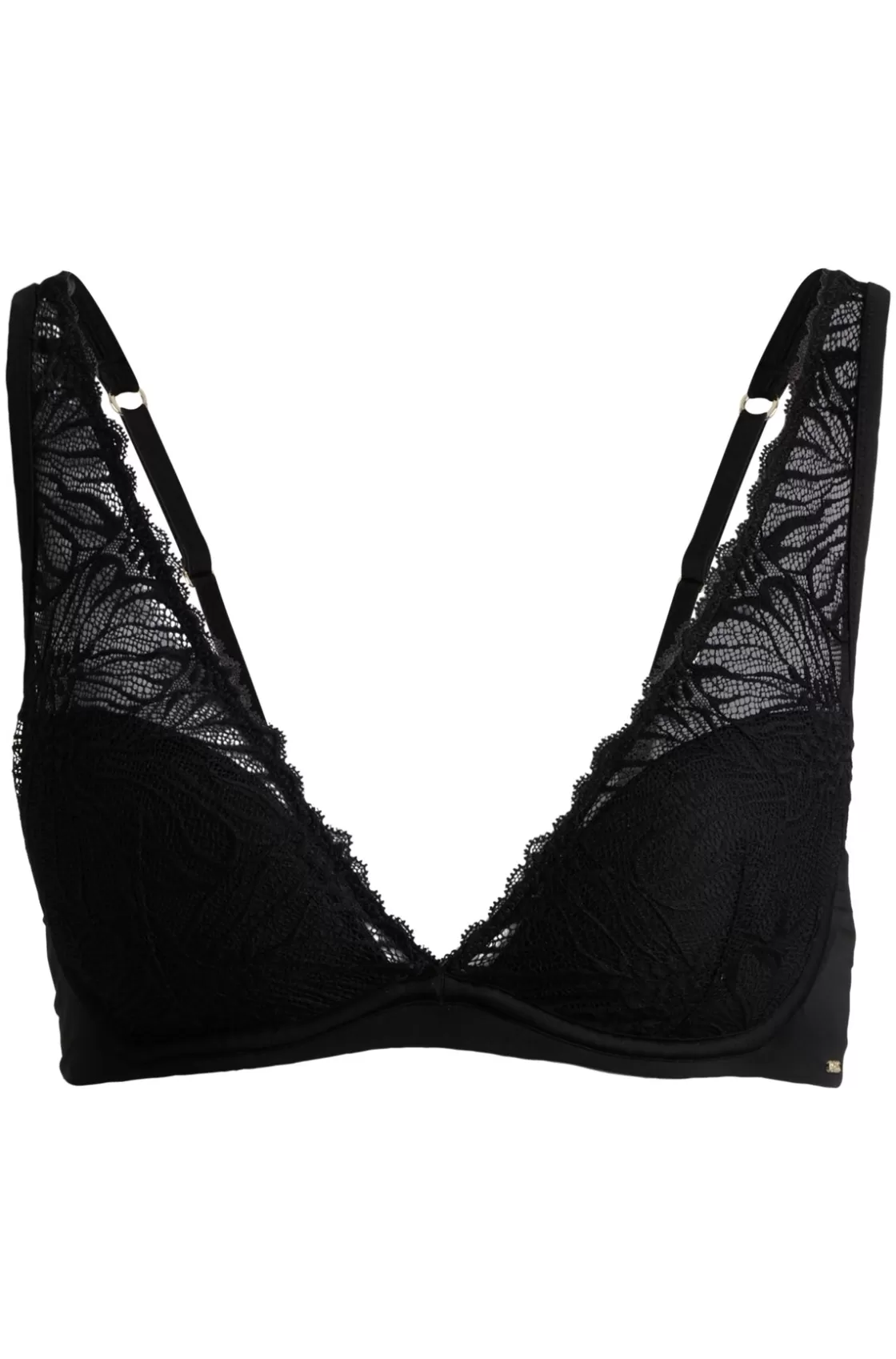 HUGO BOSS Stretch-lace Underwired Bra With Logo Trim Black Sale