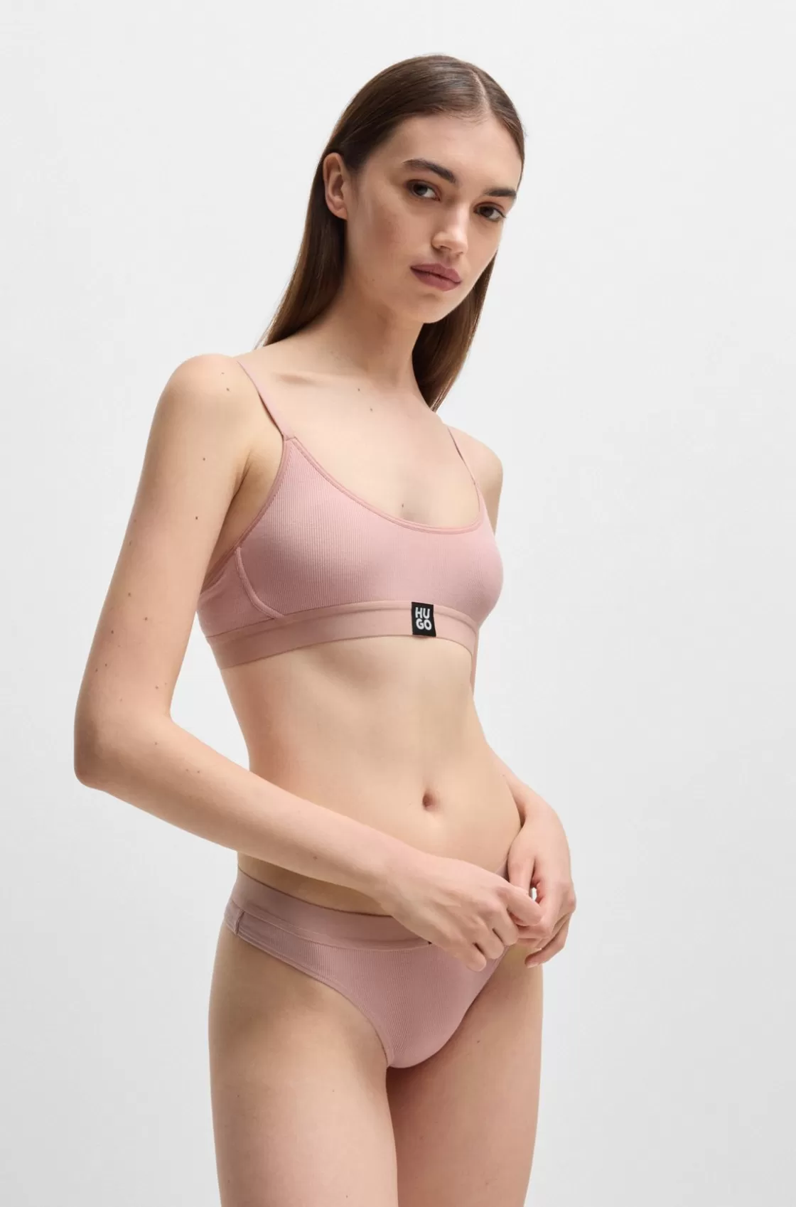 HUGO BOSS Stretch-modal Bralette With Logo Waistband light pink Clearance