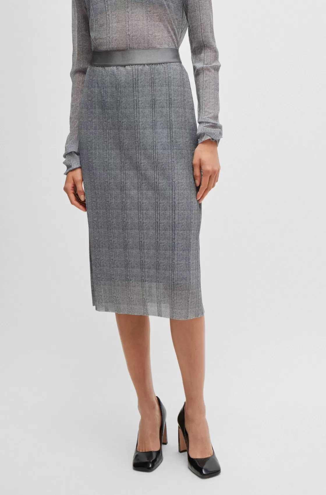 HUGO BOSS Stretch-tulle Slim-fit Skirt With Seasonal Print Patterned Sale