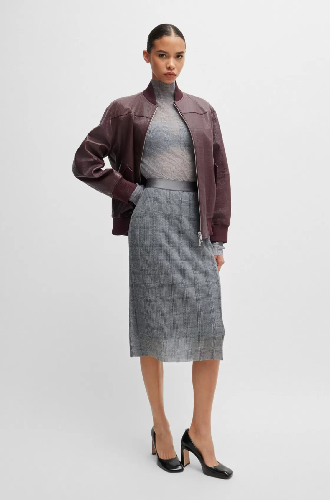 HUGO BOSS Stretch-tulle Slim-fit Skirt With Seasonal Print Patterned Sale