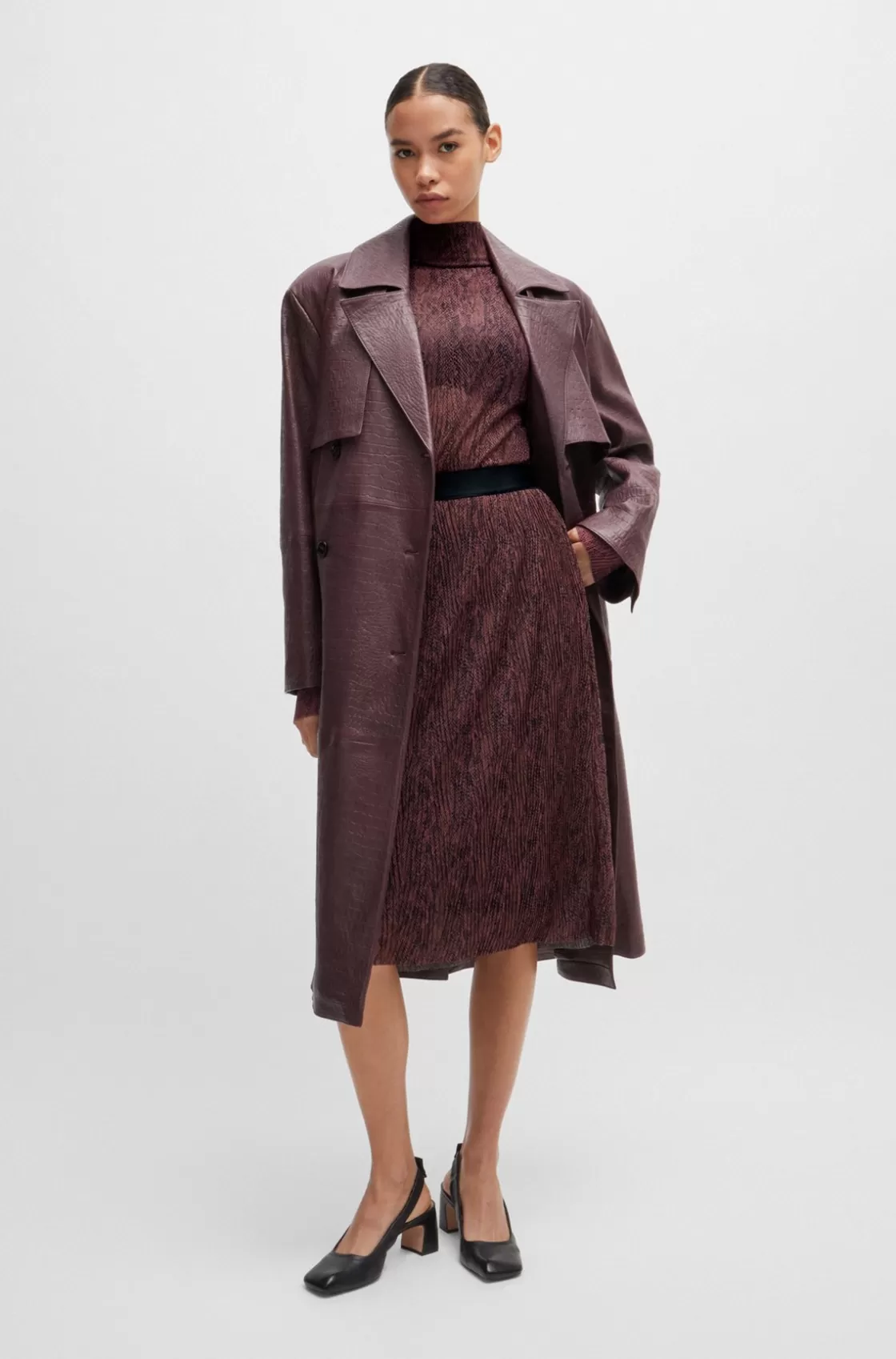 HUGO BOSS Stretch-tulle Slim-fit Skirt With Seasonal Print Patterned Cheap