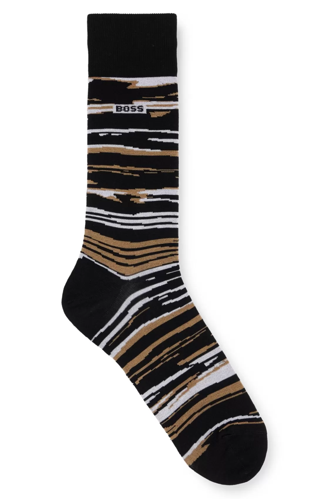 HUGO BOSS Striped Regular-length Socks In A Mercerized-cotton Blend Black Cheap