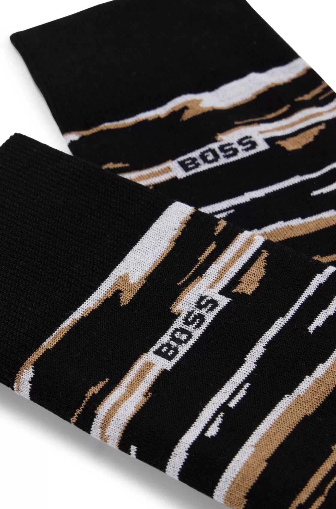 HUGO BOSS Striped Regular-length Socks In A Mercerized-cotton Blend Black Cheap