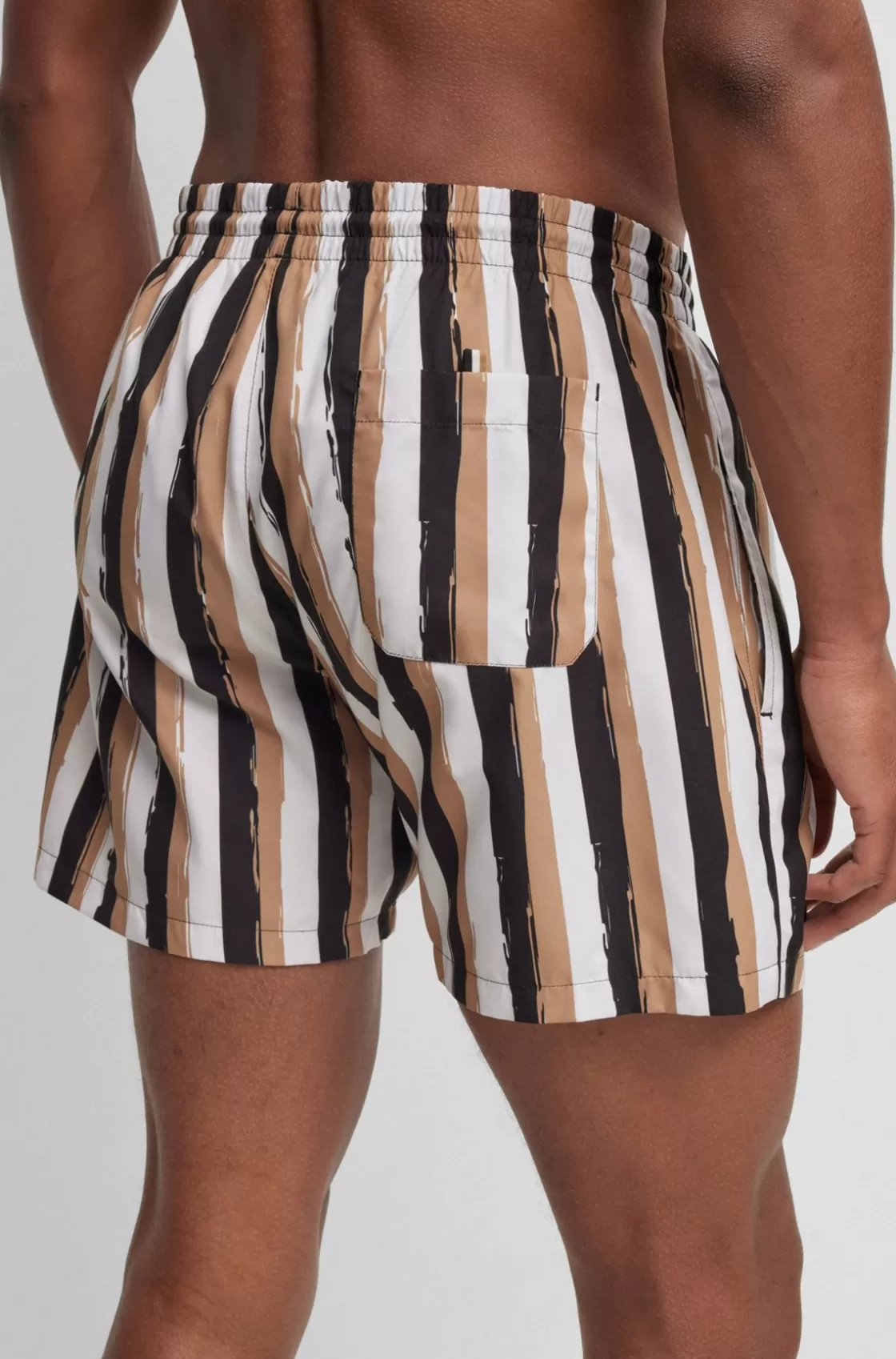 HUGO BOSS Striped Swim Shorts In Quick-drying Fabric Beige Online
