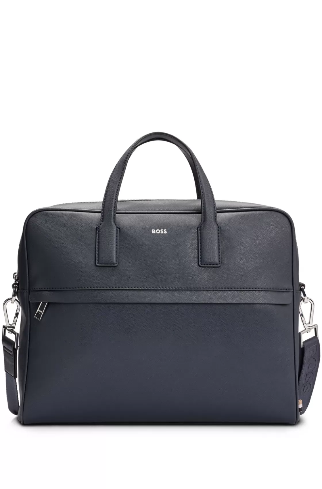 HUGO BOSS Structured Document Case With Logo Lettering Dark Blue Cheap