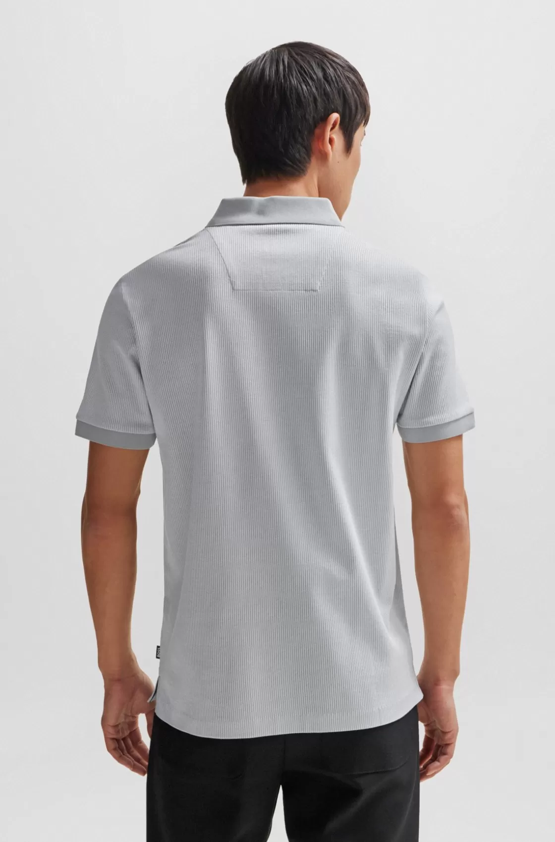 HUGO BOSS Structured-cotton Polo Shirt With Mercerized Finish Silver Online