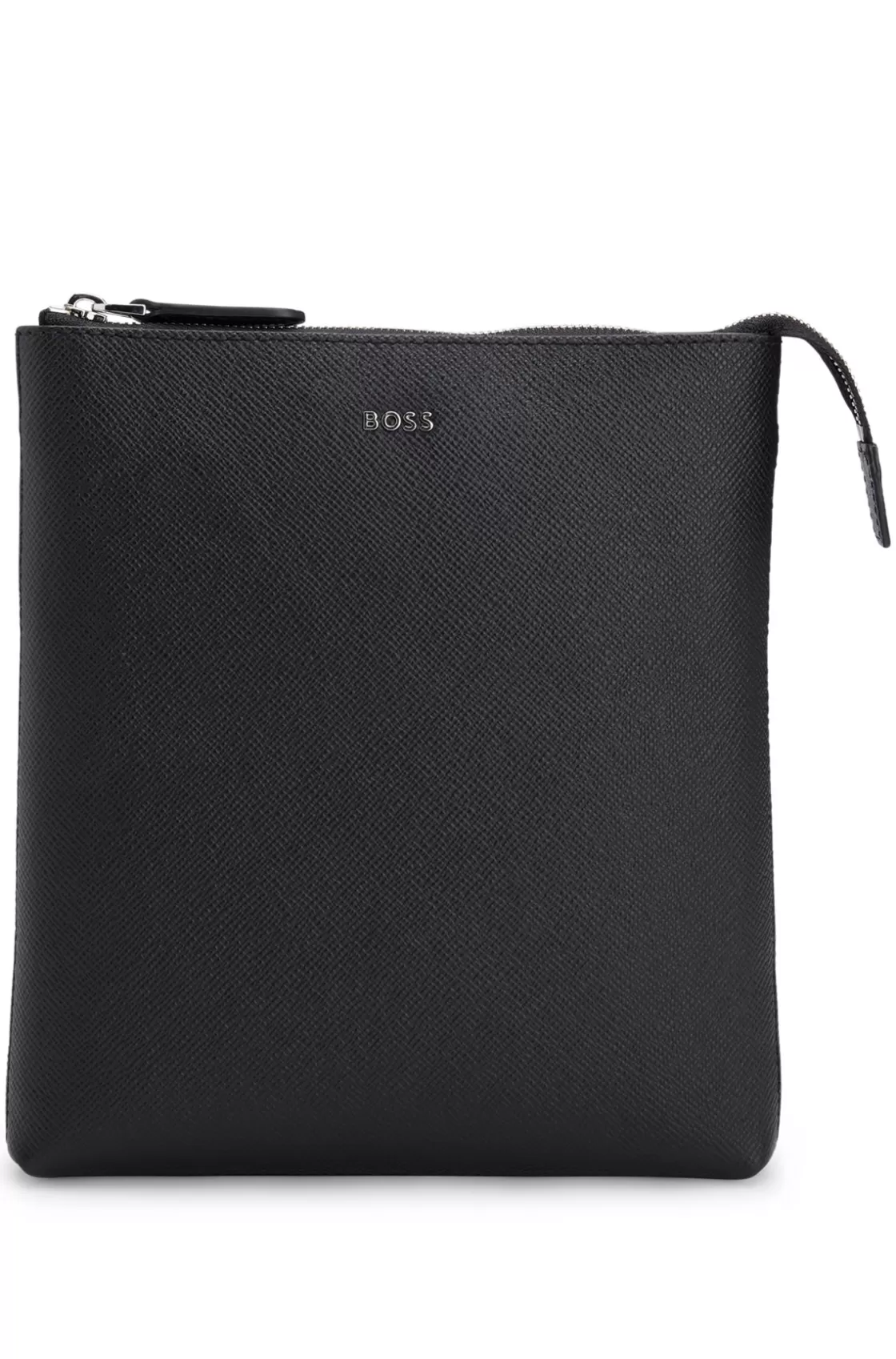 HUGO BOSS Structured-leather Envelope Bag With Logo Lettering Black Shop