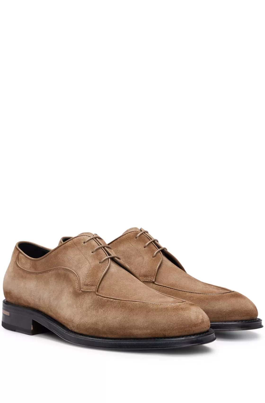 HUGO BOSS Suede Derby Shoes Beige Clearance