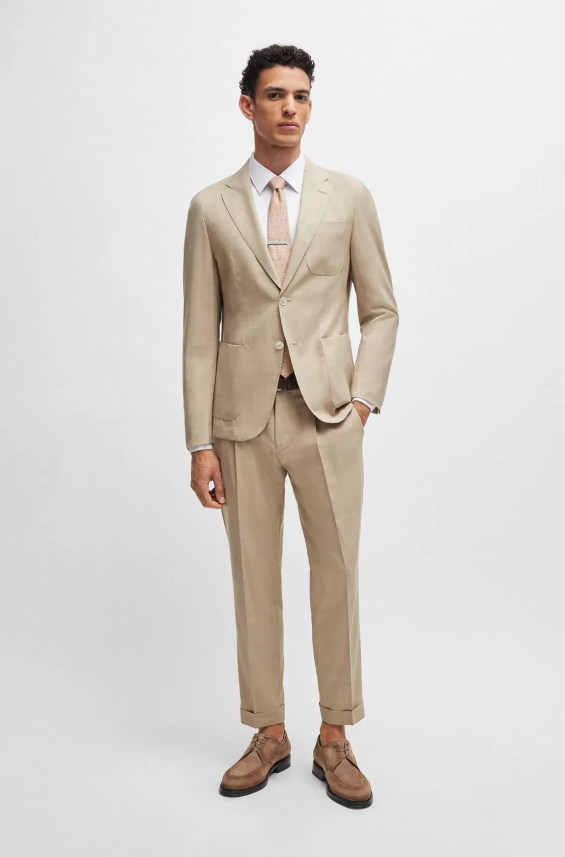 HUGO BOSS Suede Derby Shoes Beige Clearance