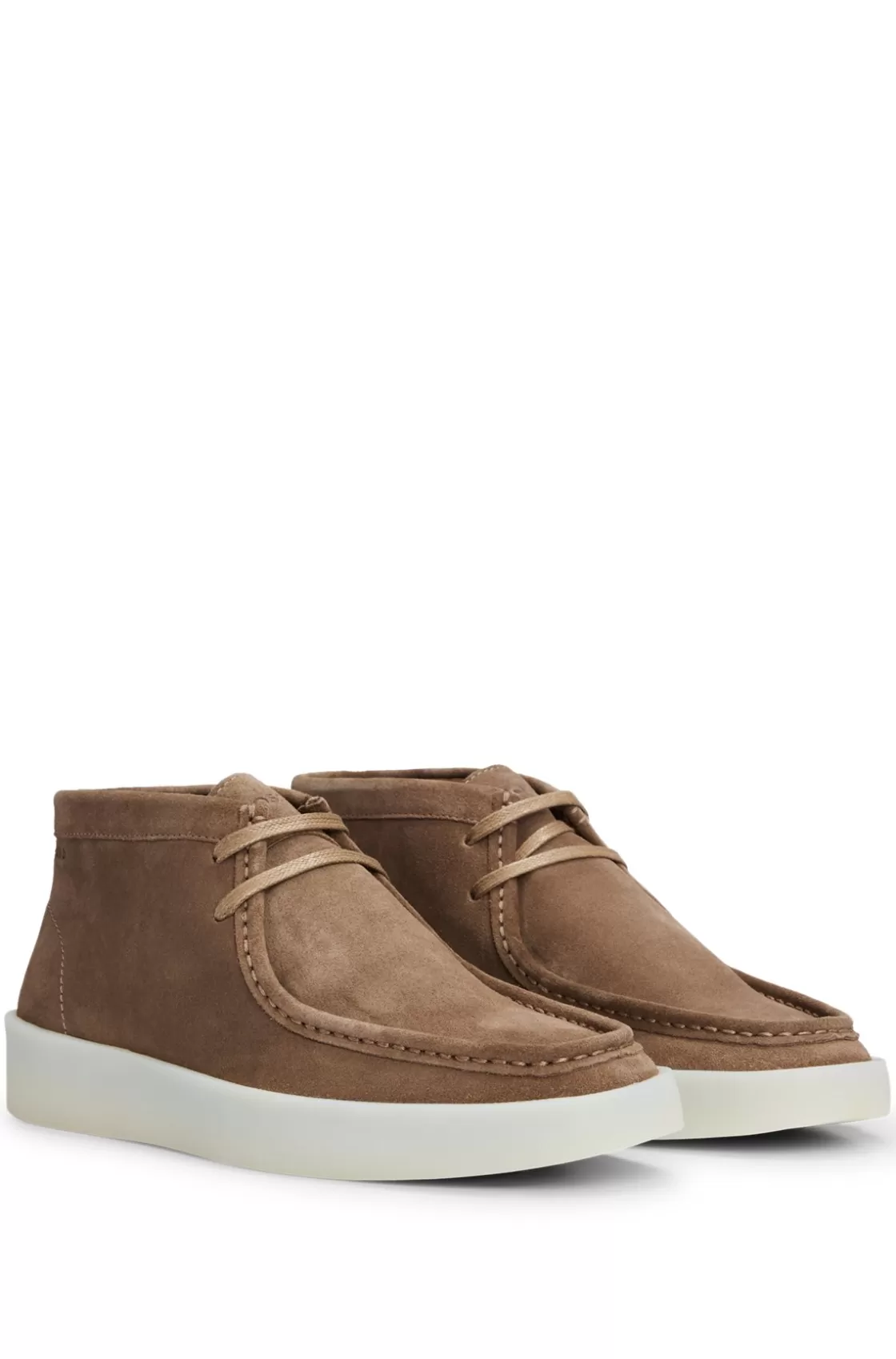 HUGO BOSS Suede Desert Boots With Rubber Sole Beige Shop