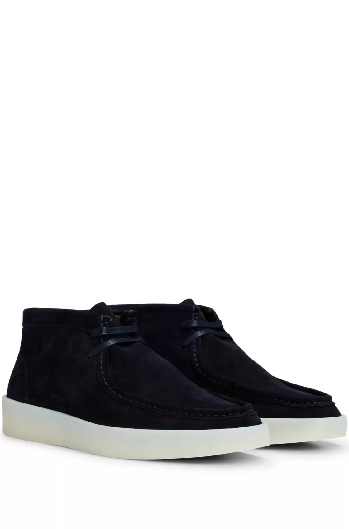 HUGO BOSS Suede Desert Boots With Rubber Sole Dark Blue Sale