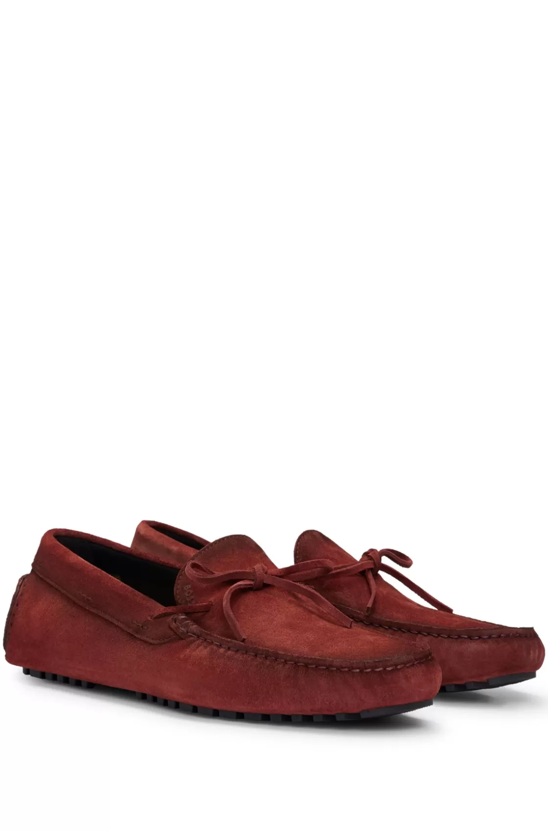 HUGO BOSS Suede Moccasins With Buckled Upper Strap Brown Best Sale