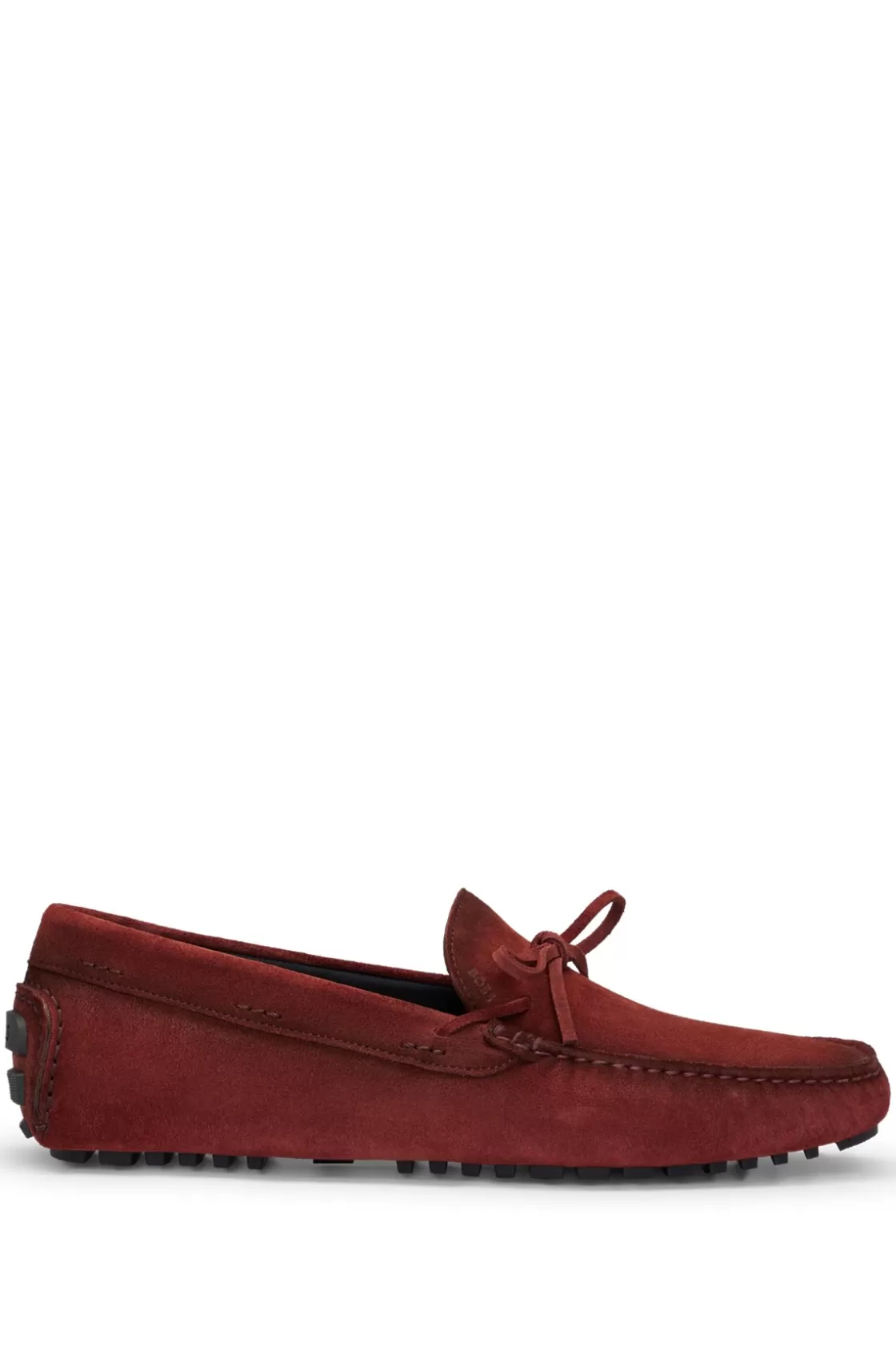 HUGO BOSS Suede Moccasins With Buckled Upper Strap Brown Best Sale