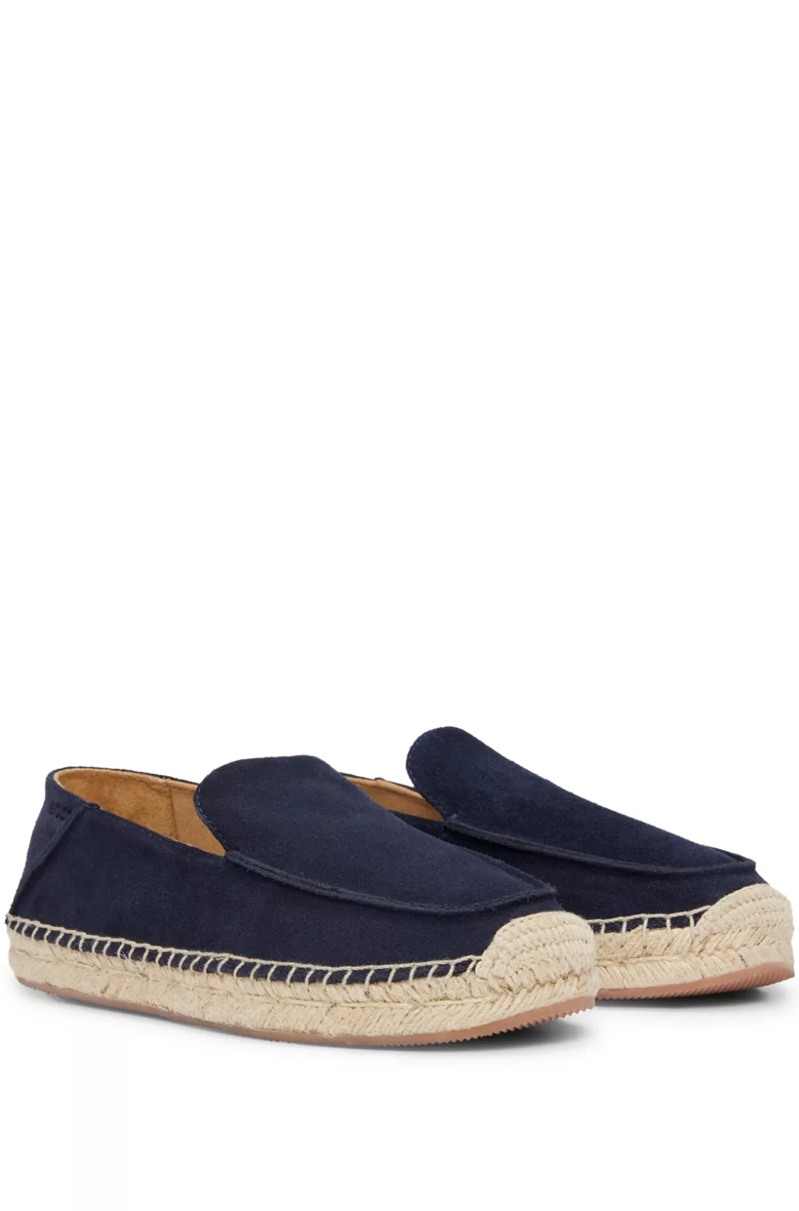 HUGO BOSS Suede Slip-on Espadrilles With Jute Sole Dark Blue Best