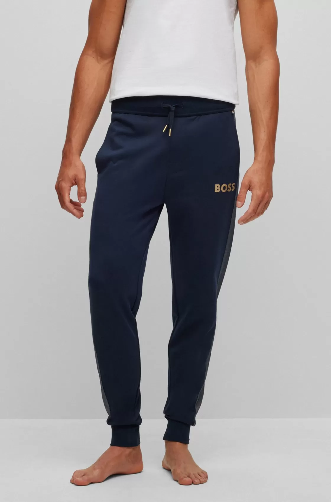 HUGO BOSS Sweatpants With Embroidered Logo Dark Blue Clearance