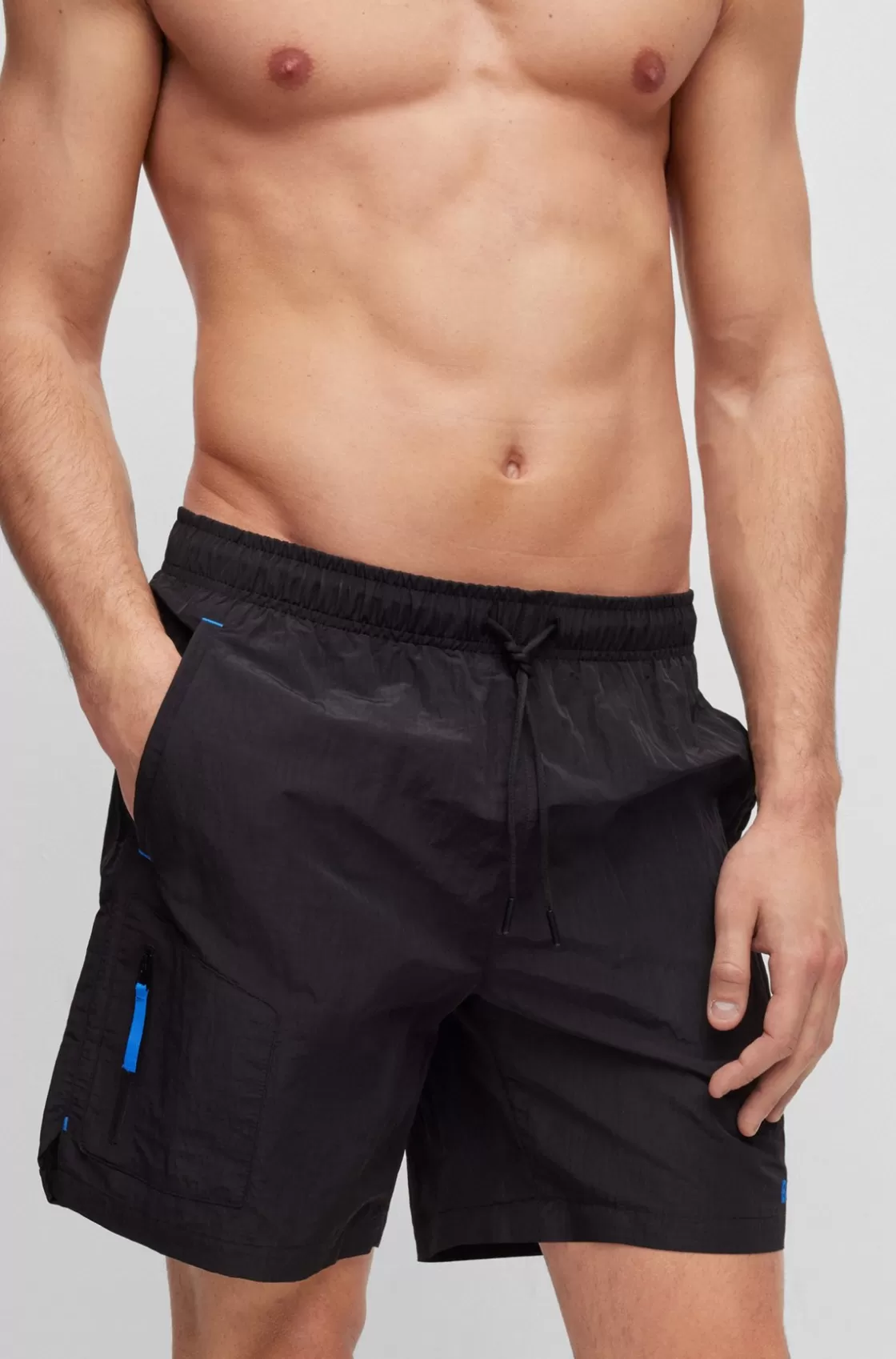 HUGO BOSS Swim Shorts In Quick-drying Fabric With Embroidered Logo Black Clearance