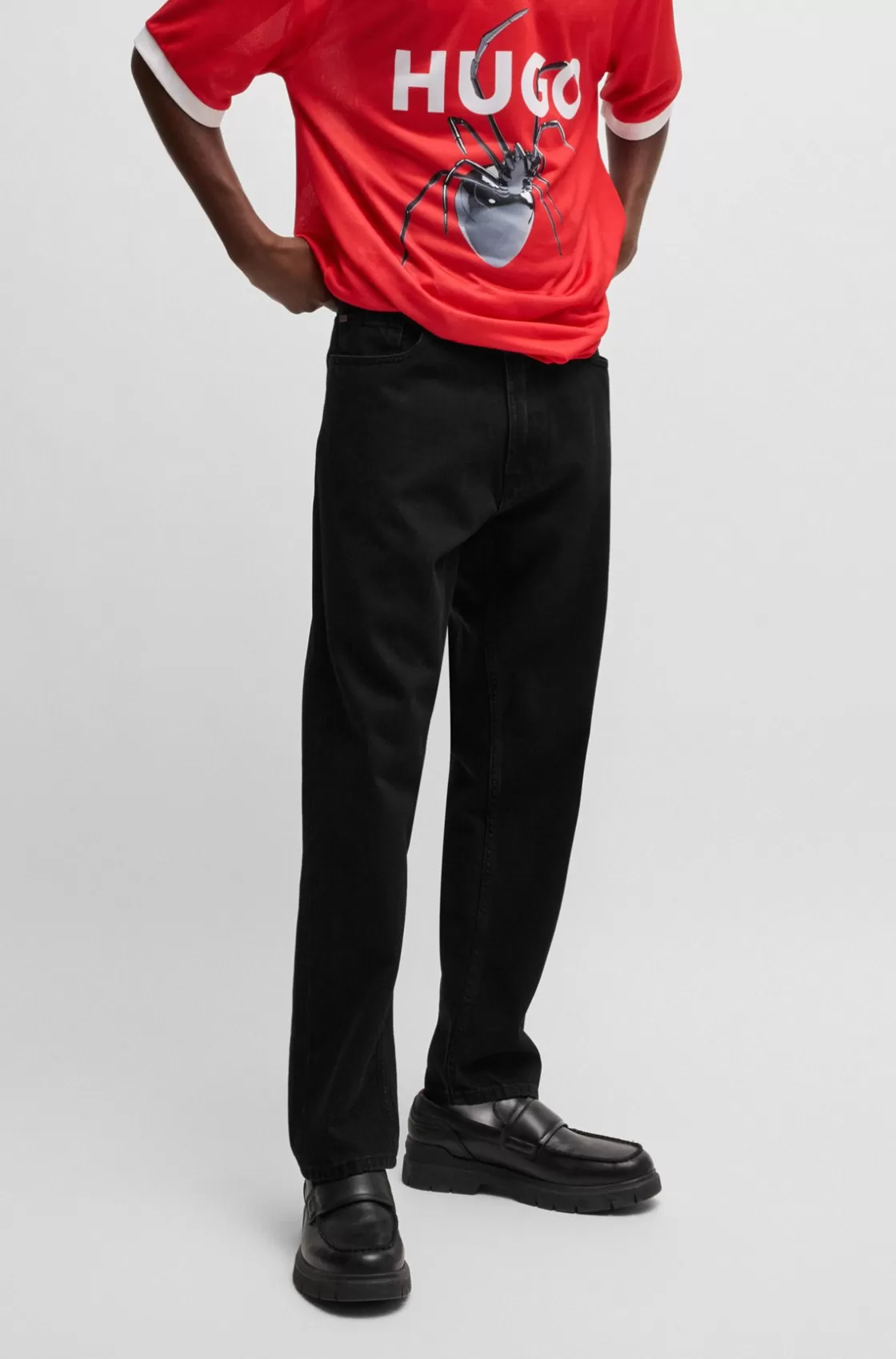 HUGO BOSS Tapered-fit Jeans In Denim Black Fashion