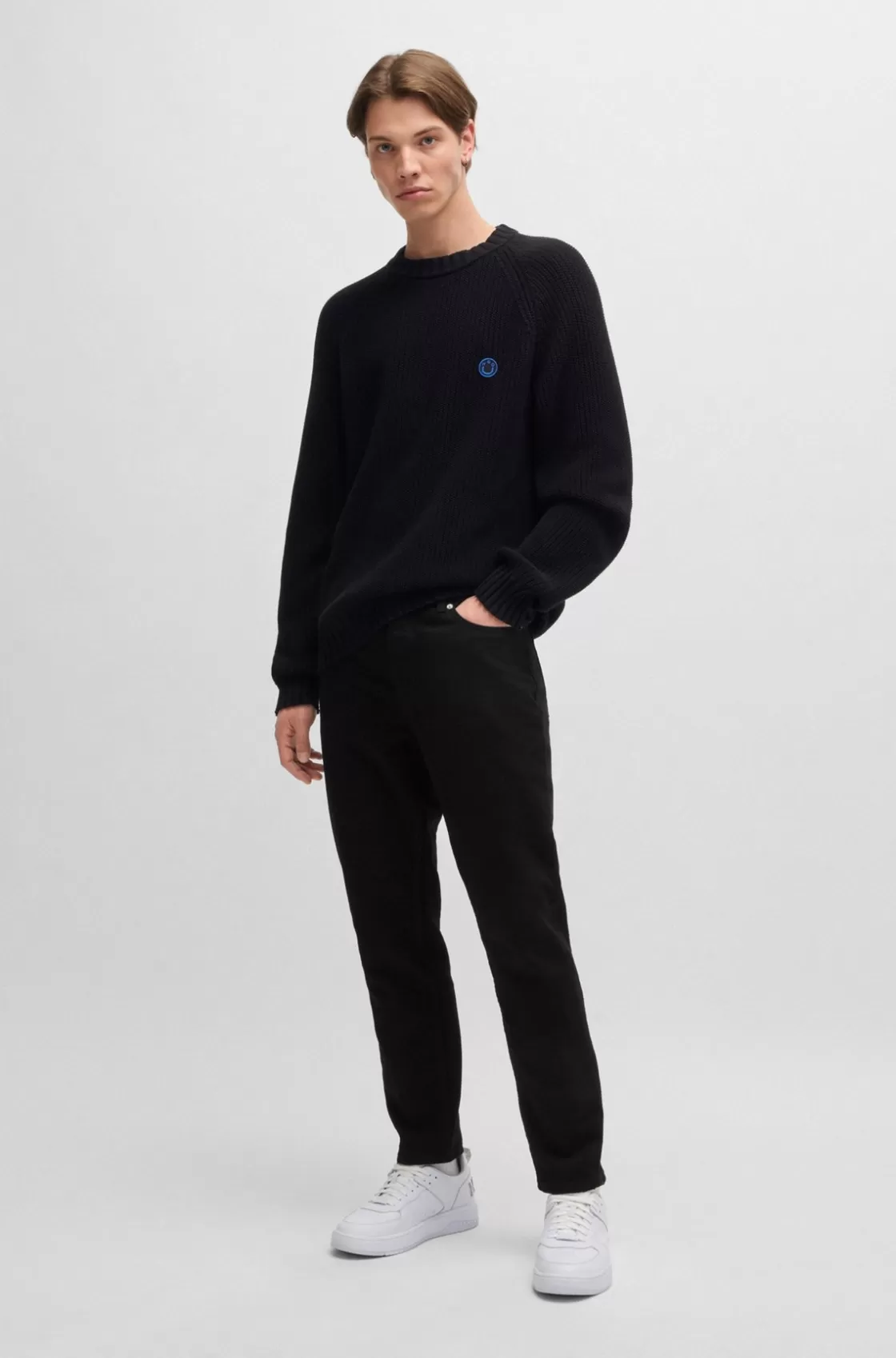 HUGO BOSS Tapered-fit Jeans In Stretch Denim Black Clearance