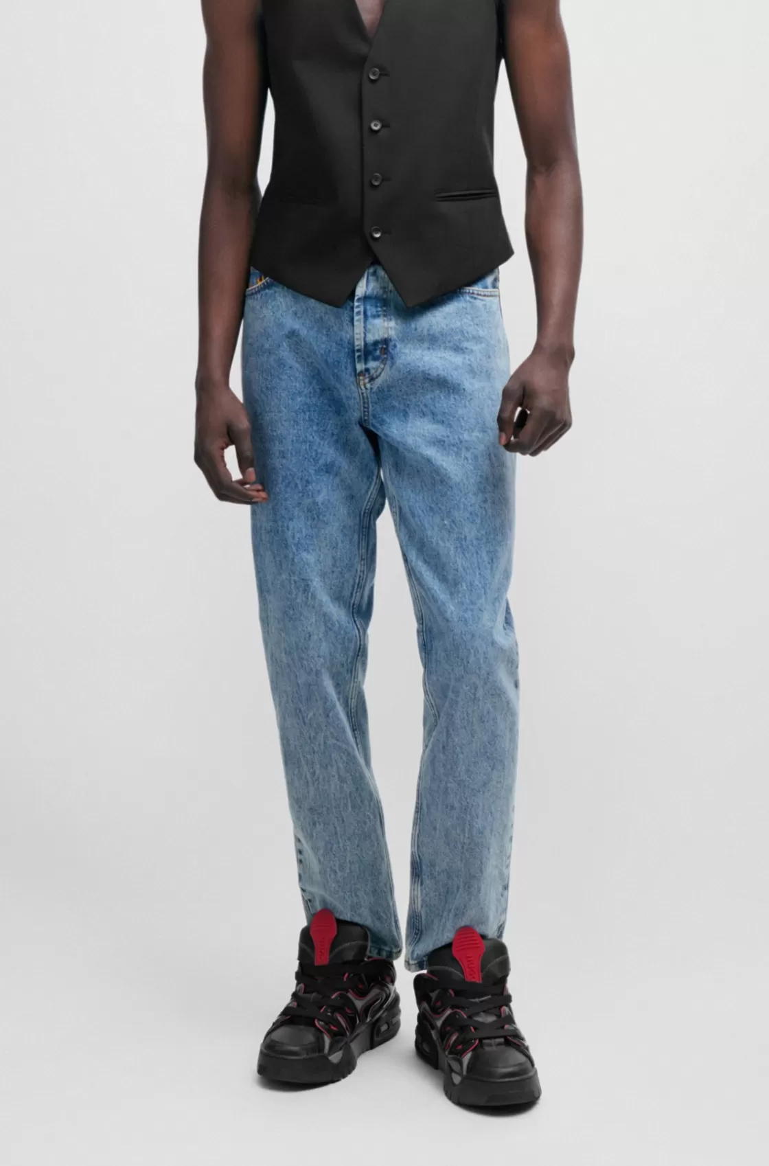 HUGO BOSS Tapered-fit Jeans In Blue Rigid Denim Turquoise Fashion