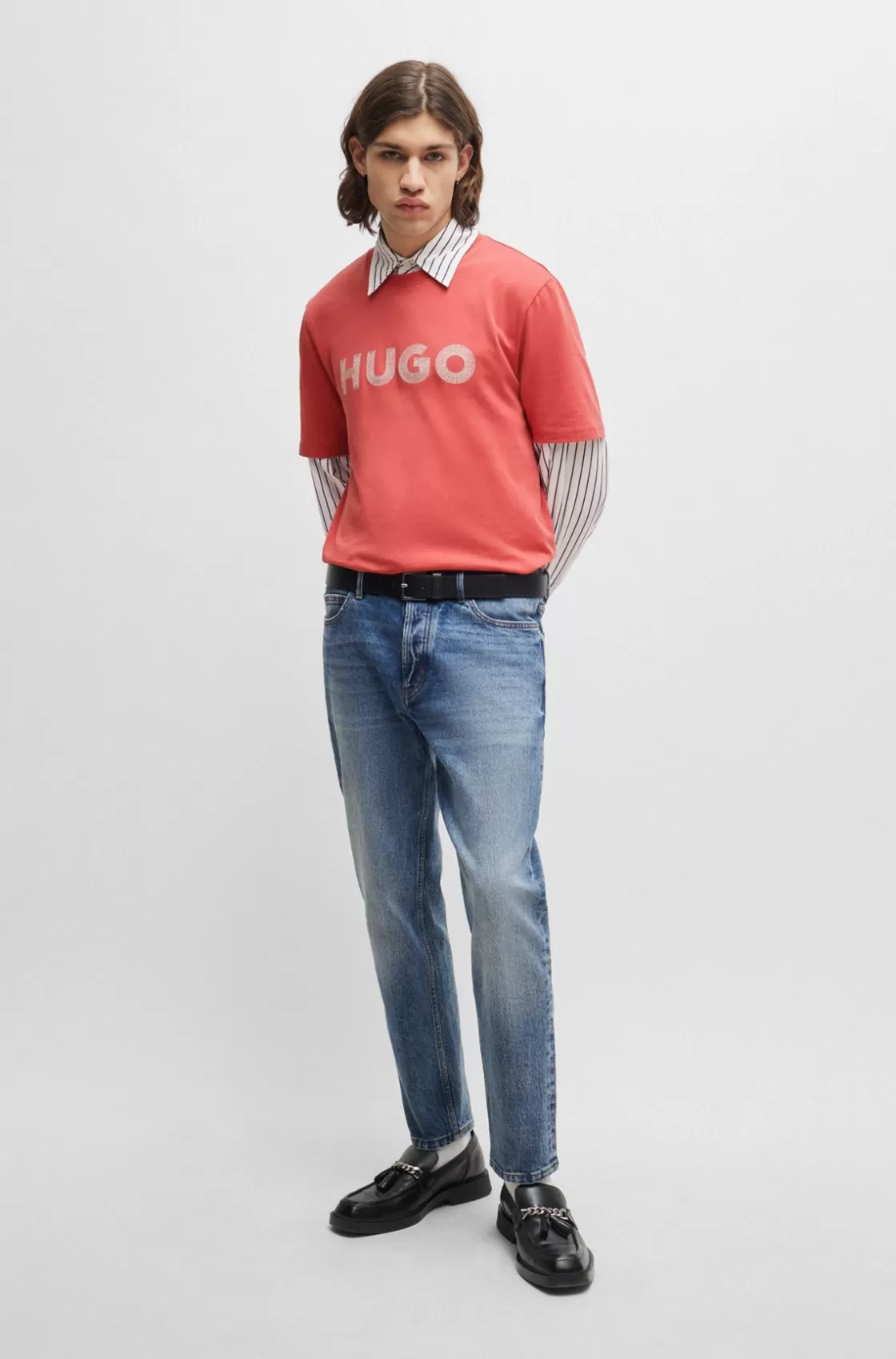 HUGO BOSS Tapered-fit Jeans In Stretch Denim Blue Hot