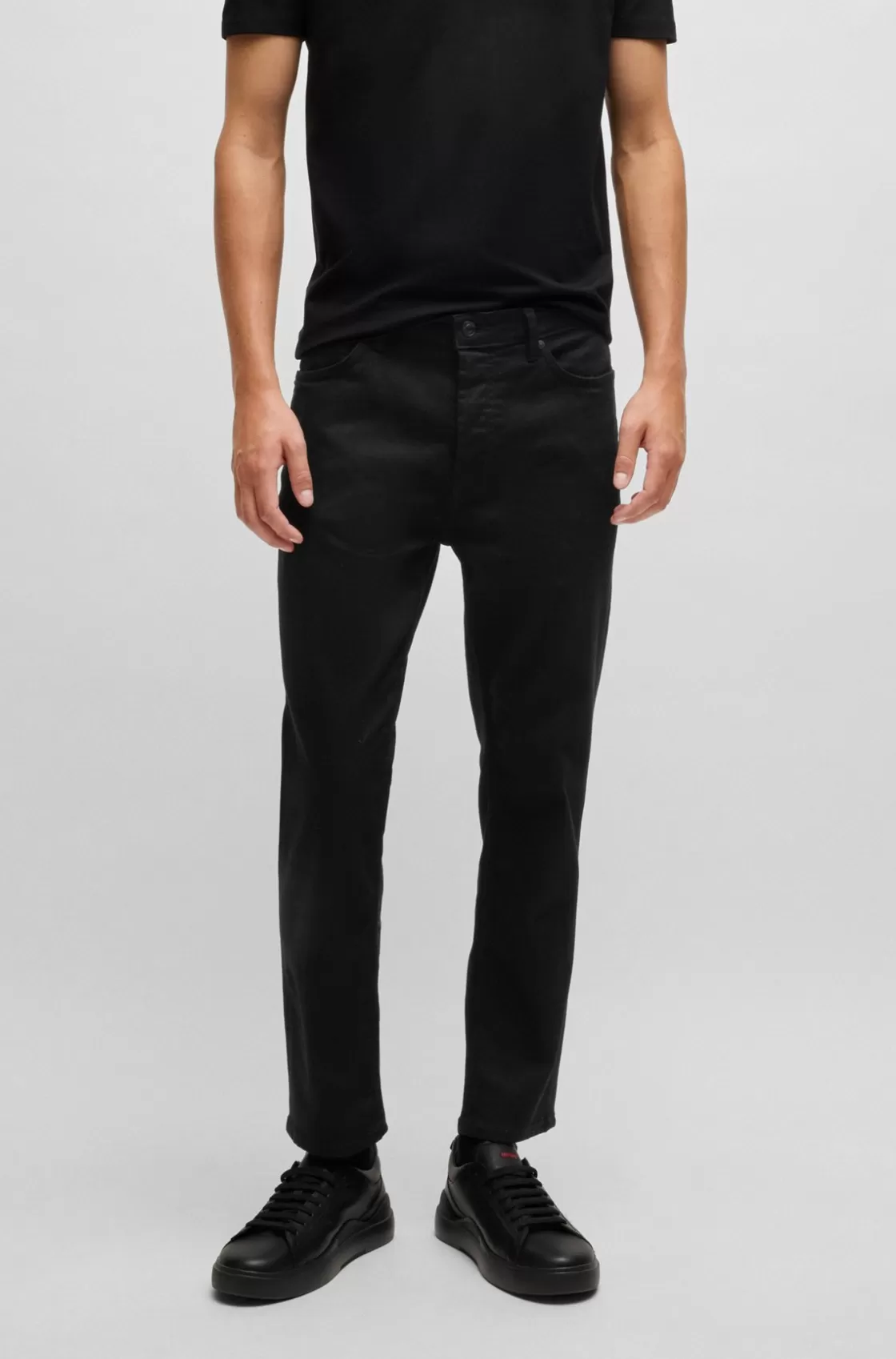 HUGO BOSS Tapered-fit Jeans In Ultra- Stretch Denim Black Best