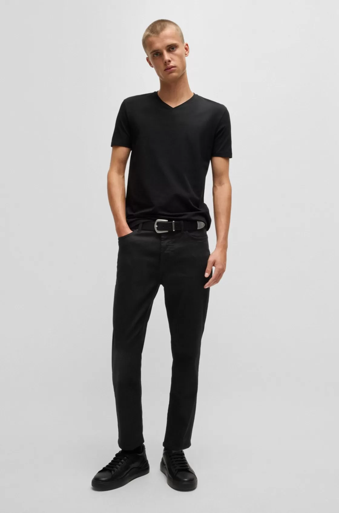 HUGO BOSS Tapered-fit Jeans In Ultra- Stretch Denim Black Best