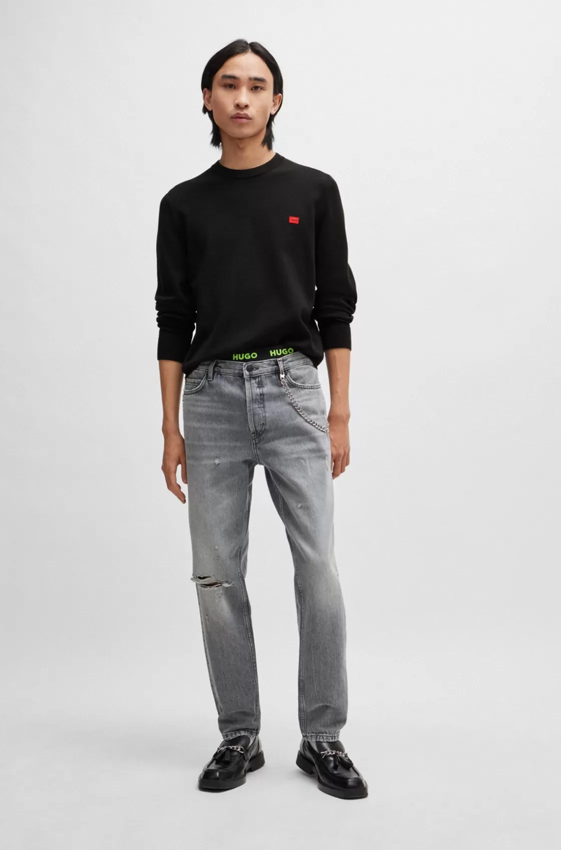 HUGO BOSS Tapered-fit Regular-rise Jeans In Gray Denim Grey Outlet