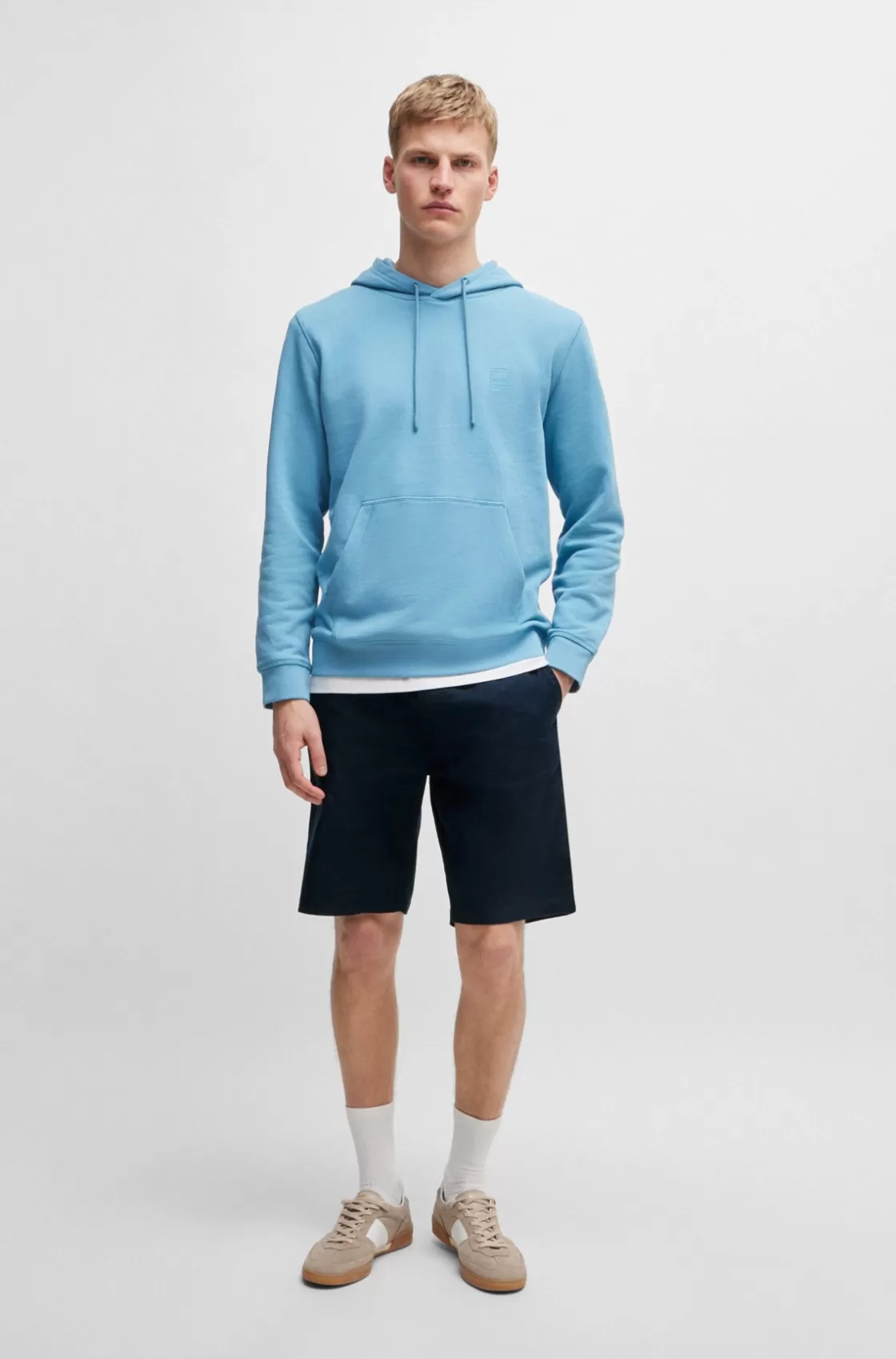 HUGO BOSS Tapered-fit Shorts In A Linen Blend Dark Blue Shop