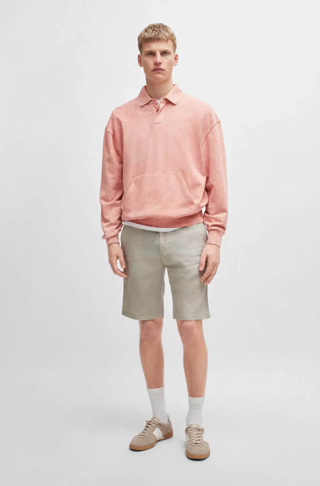 HUGO BOSS Tapered-fit Shorts In A Linen Blend Light Beige Hot