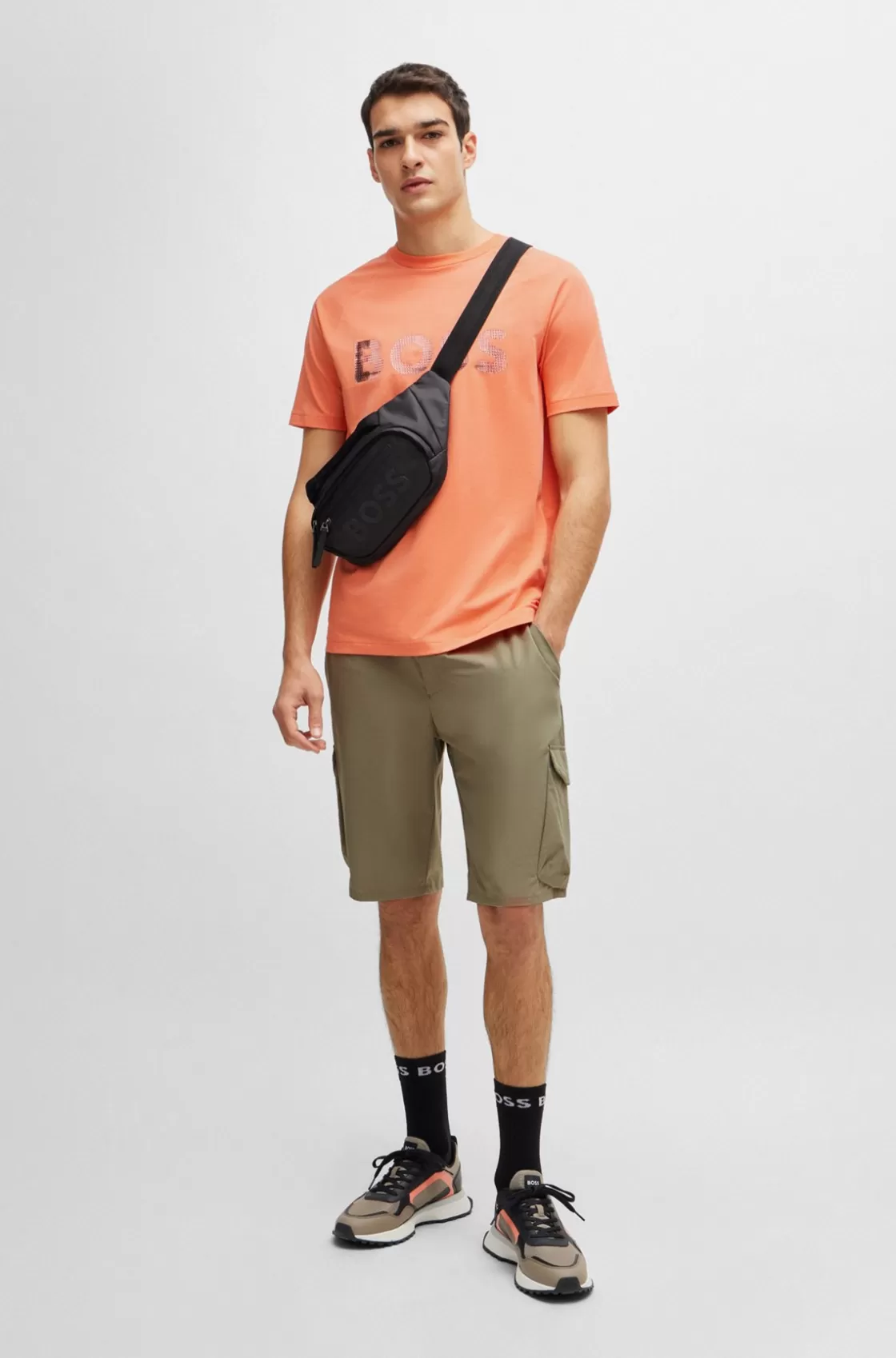 HUGO BOSS Tapered-fit Shorts In Easy-iron Quick-dry Poplin Light Green Best