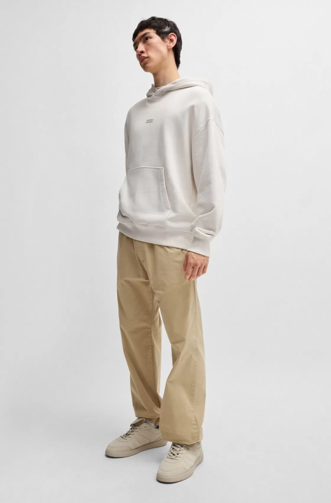 HUGO BOSS Tapered-fit Trousers In Stretch Gabardine With Branded Belt Beige Hot