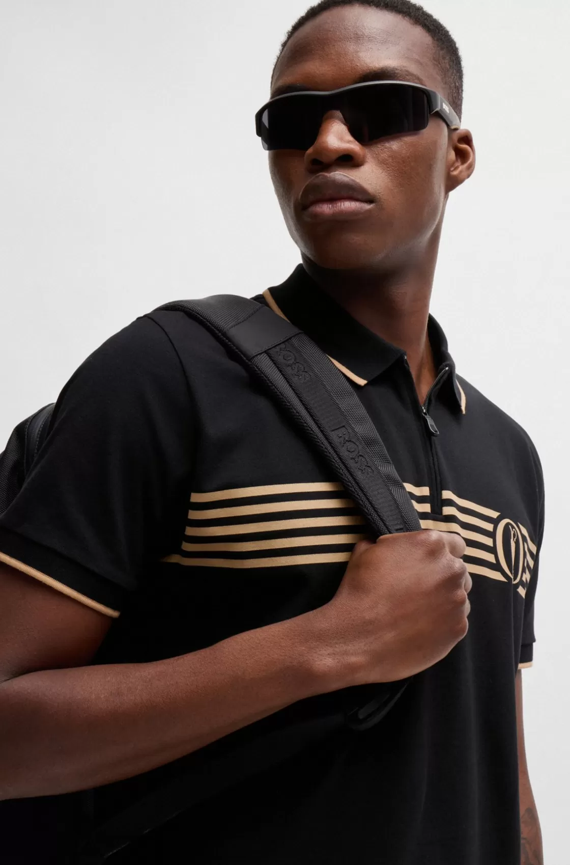 HUGO BOSS The Open Polo Shirt With Special Artwork Black Flash Sale