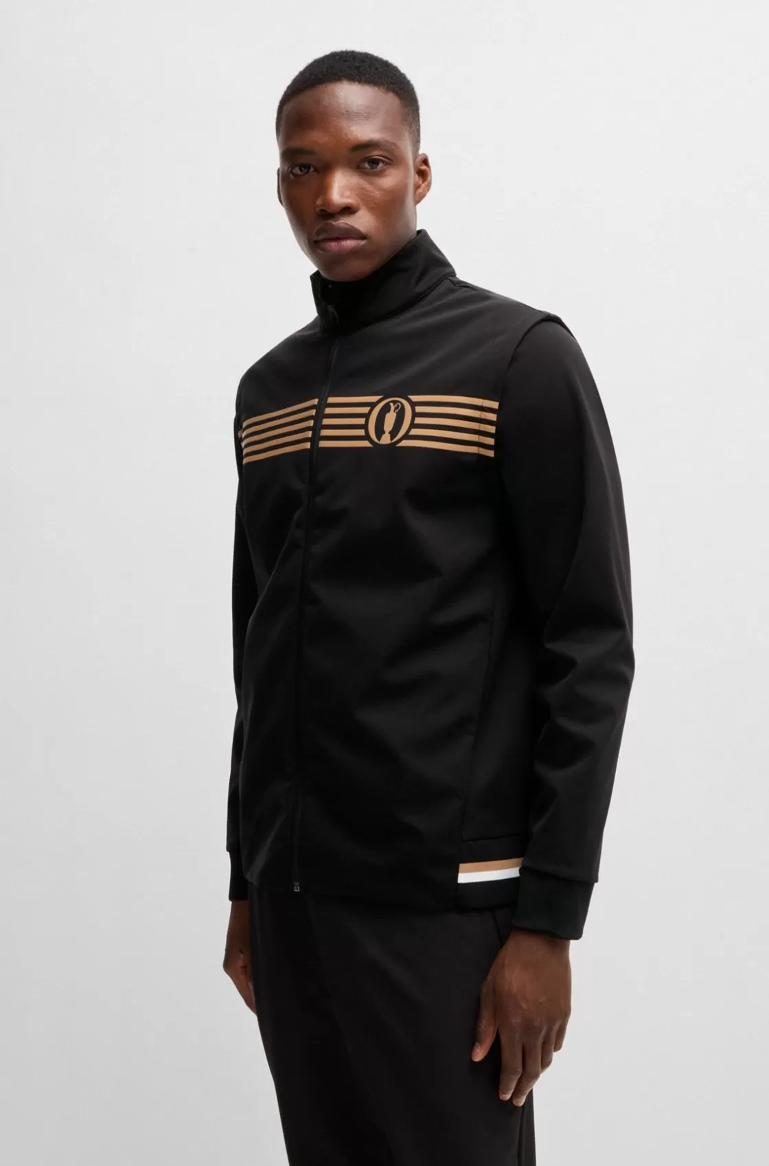 HUGO BOSS The Open Regular-fit Zipped Sweatshirt With Special Artwork Black Best Sale