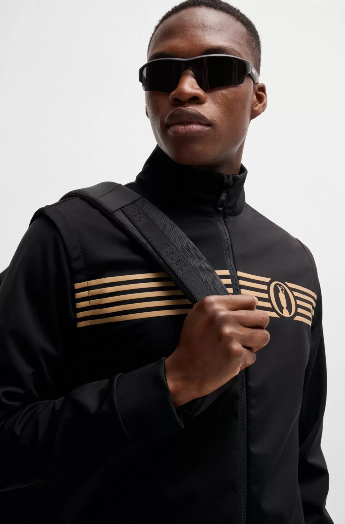 HUGO BOSS The Open Regular-fit Zipped Sweatshirt With Special Artwork Black Best Sale