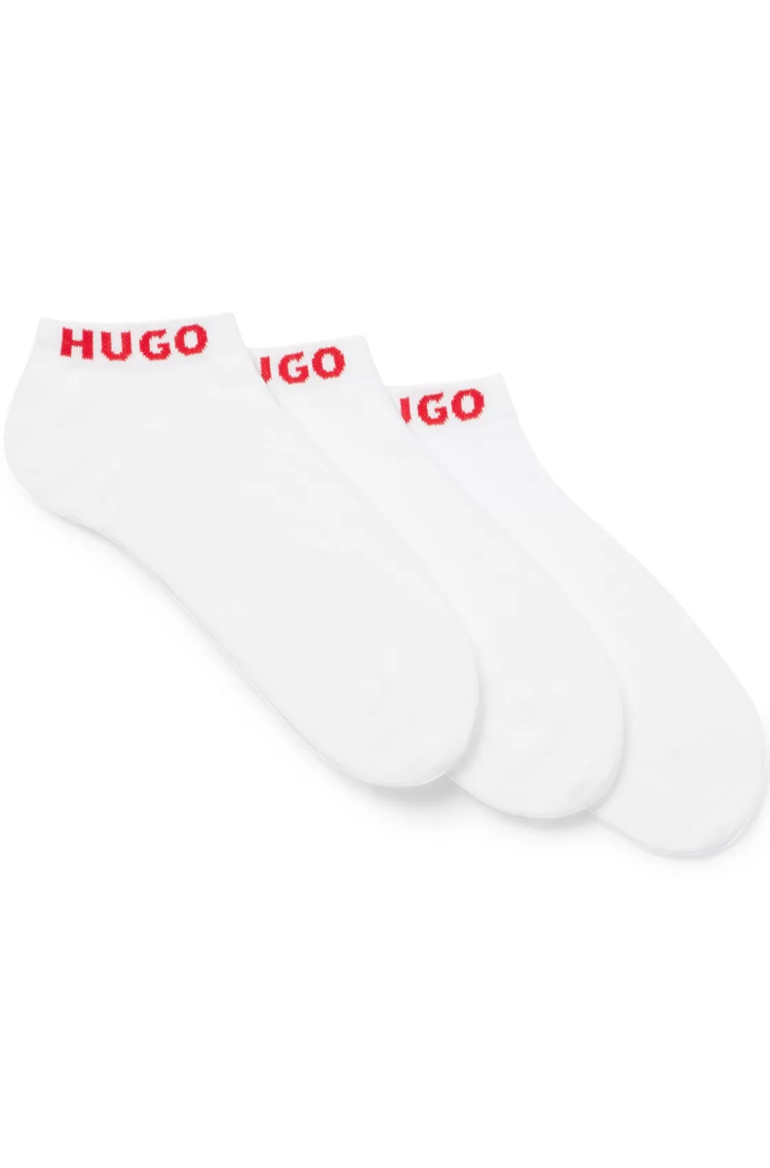 HUGO BOSS Three-pack Of Ankle Socks With Logo Cuffs White Online