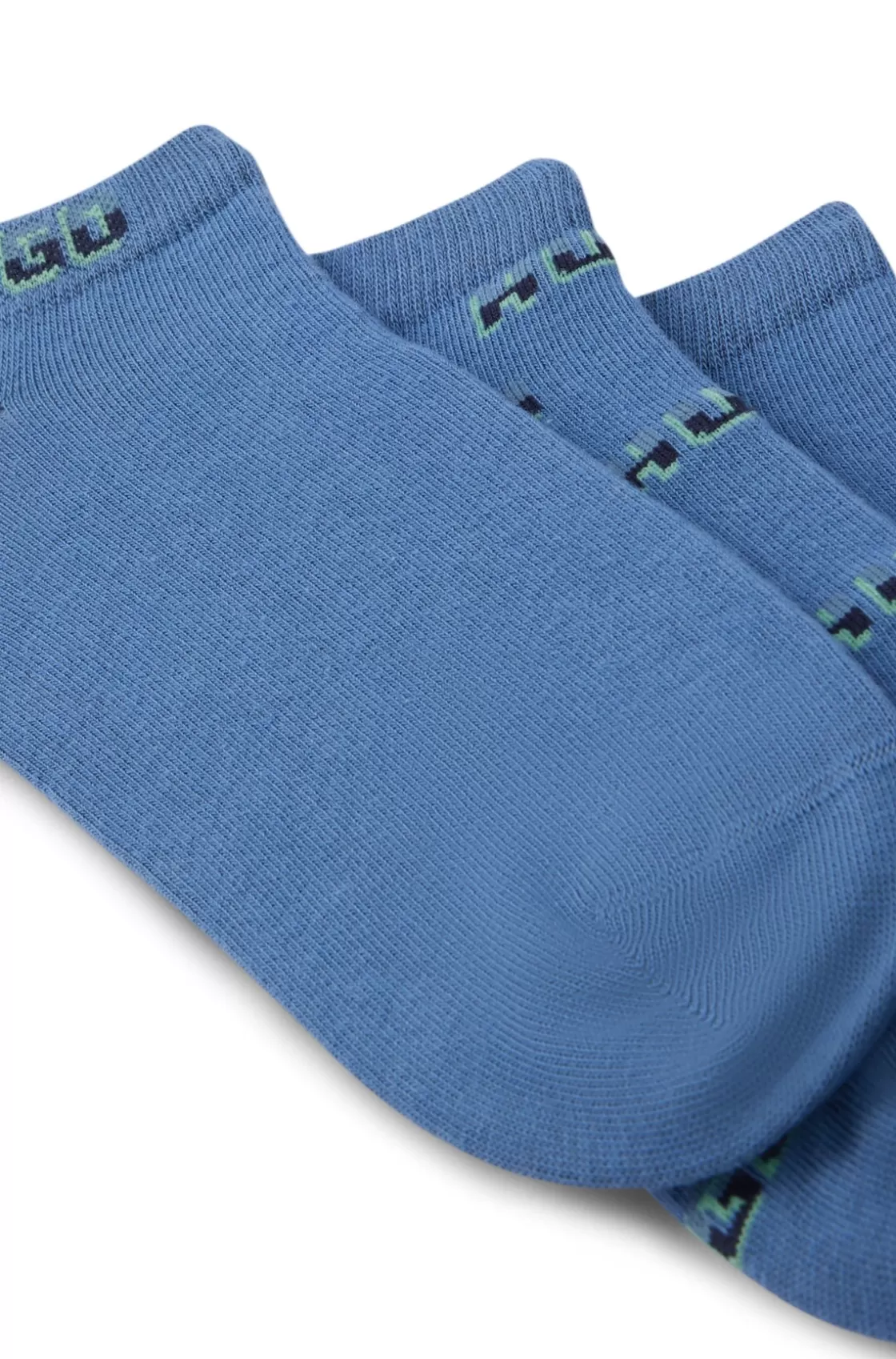 HUGO BOSS Three-pack Of Ankle Socks With Logos Blue New