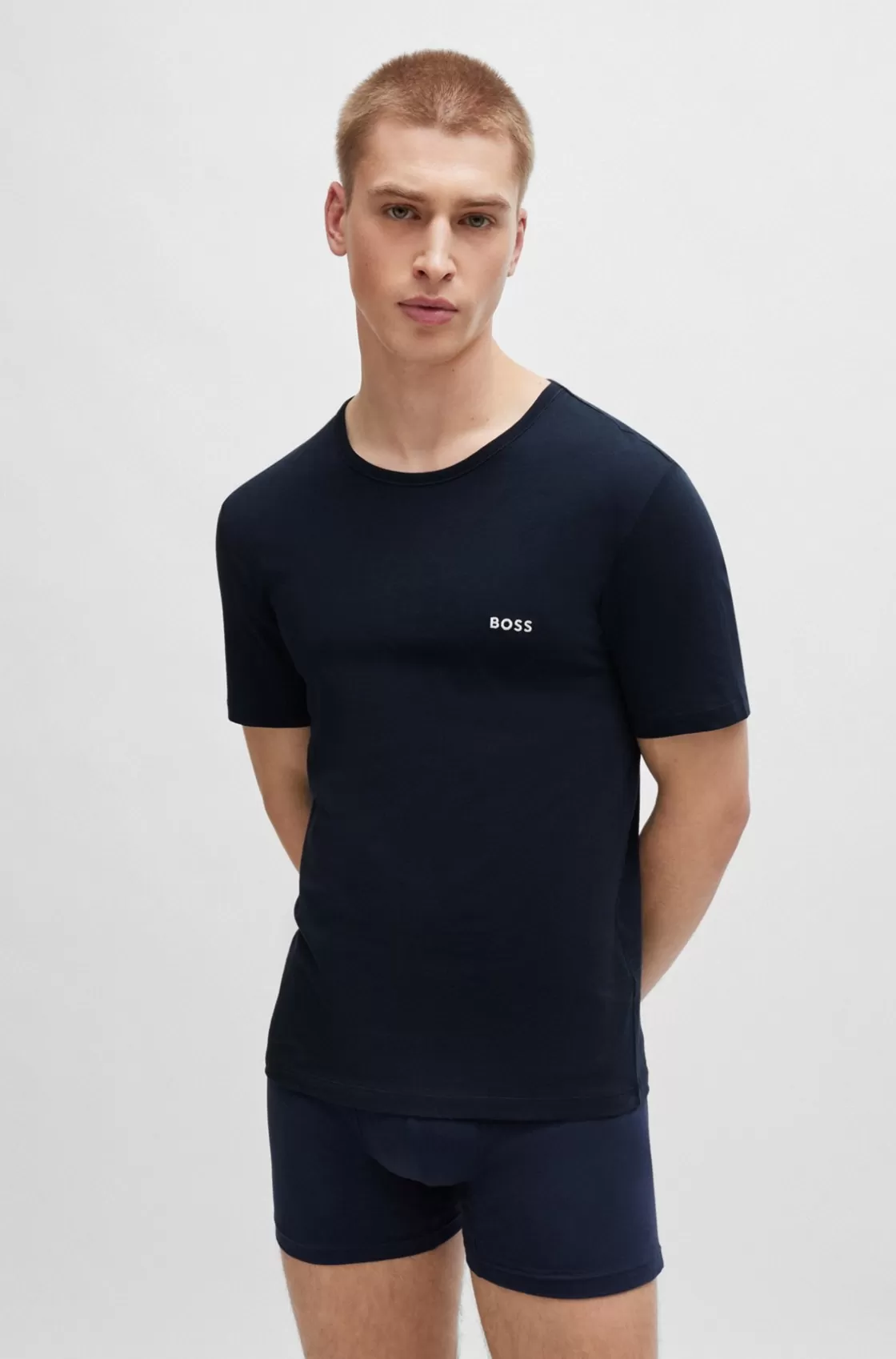 HUGO BOSS Three-pack Of Cotton Underwear T-shirts With Logos Patterned Flash Sale