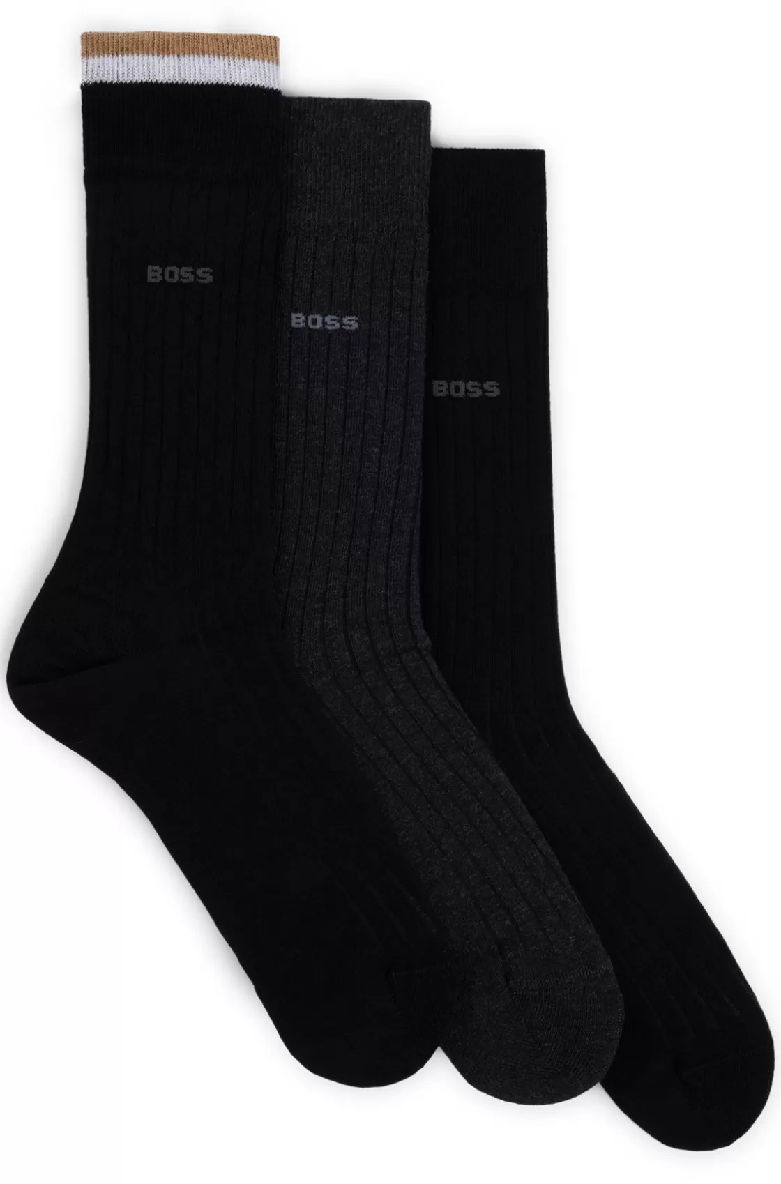 HUGO BOSS Three-pack Of Regular-length Socks Black Clearance