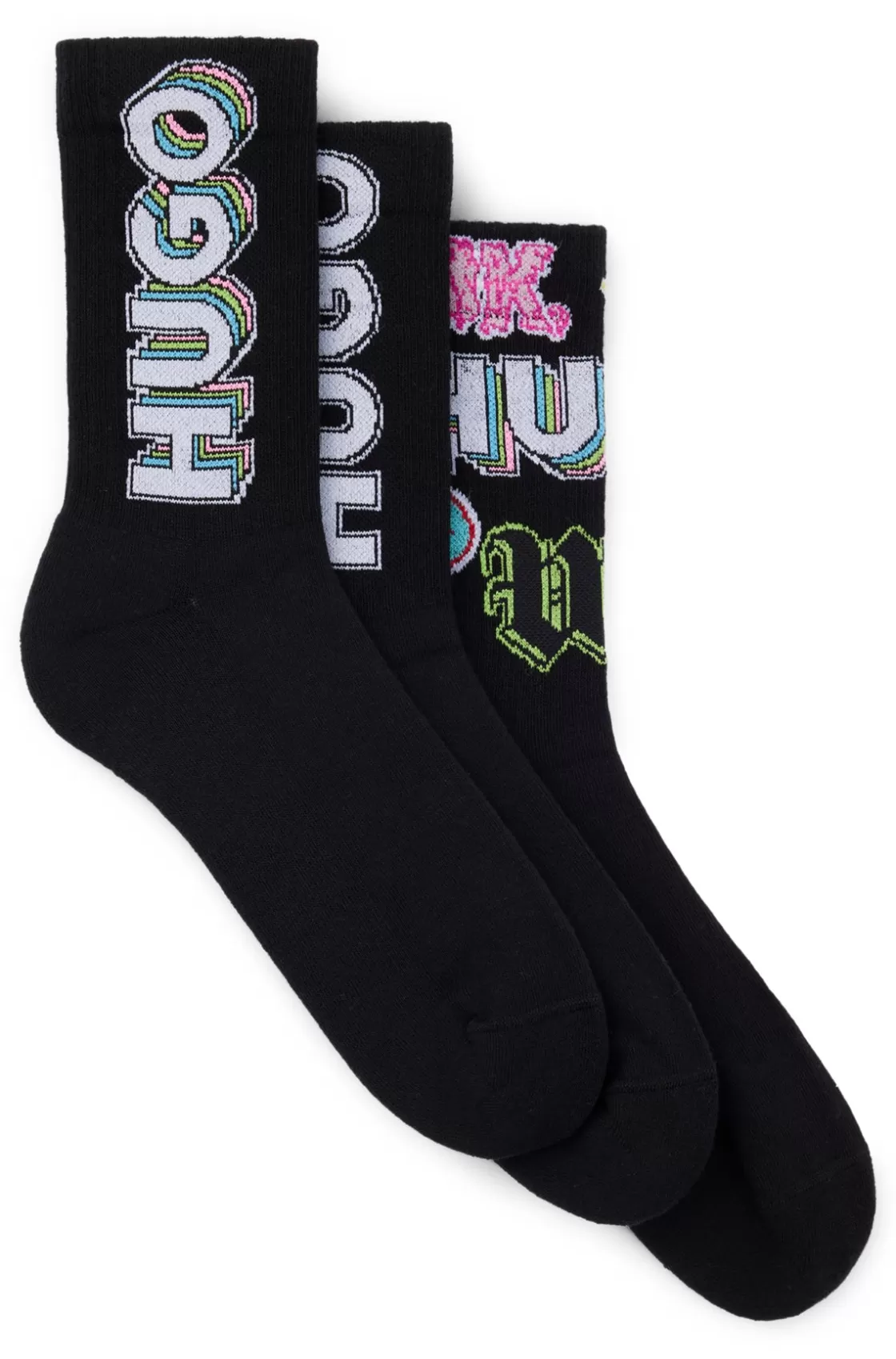 HUGO BOSS Three-pack Of Short Socks With Logos Black Shop