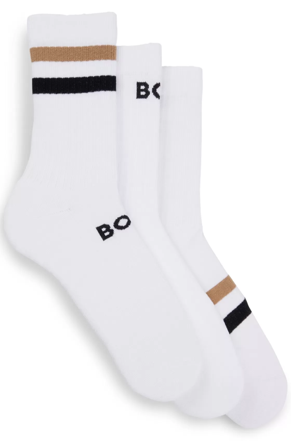 HUGO BOSS Three-pack Of Short Socks With Stripes White Flash Sale