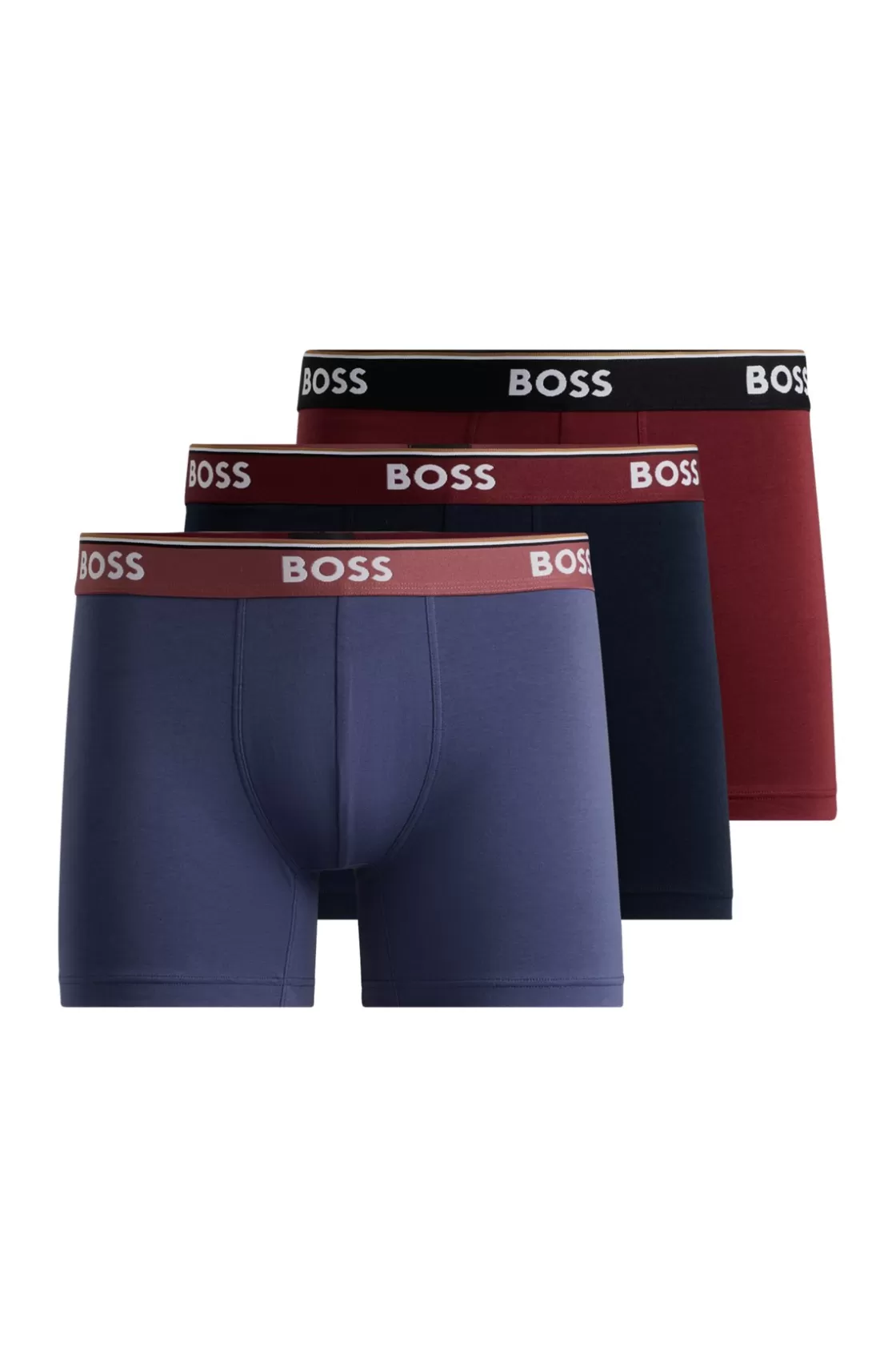 HUGO BOSS Three-pack Of Stretch-cotton Boxer Briefs With Logo Waistbands Patterned Shop