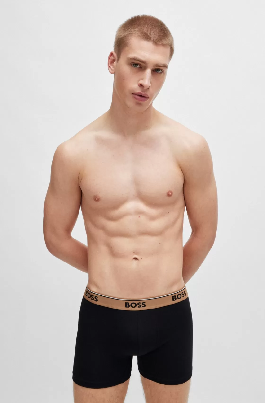 HUGO BOSS Three-pack Of Stretch-cotton Boxer Briefs With Logo Waistbands Patterned Fashion