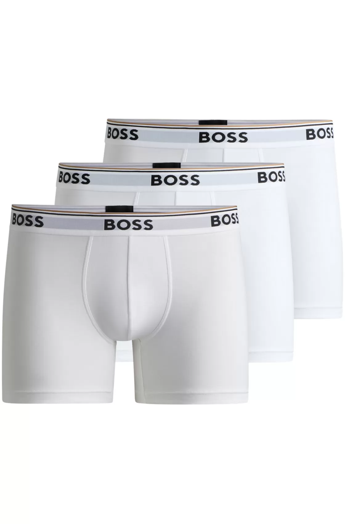 HUGO BOSS Three-pack Of Stretch-cotton Boxer Briefs With Logos White Fashion