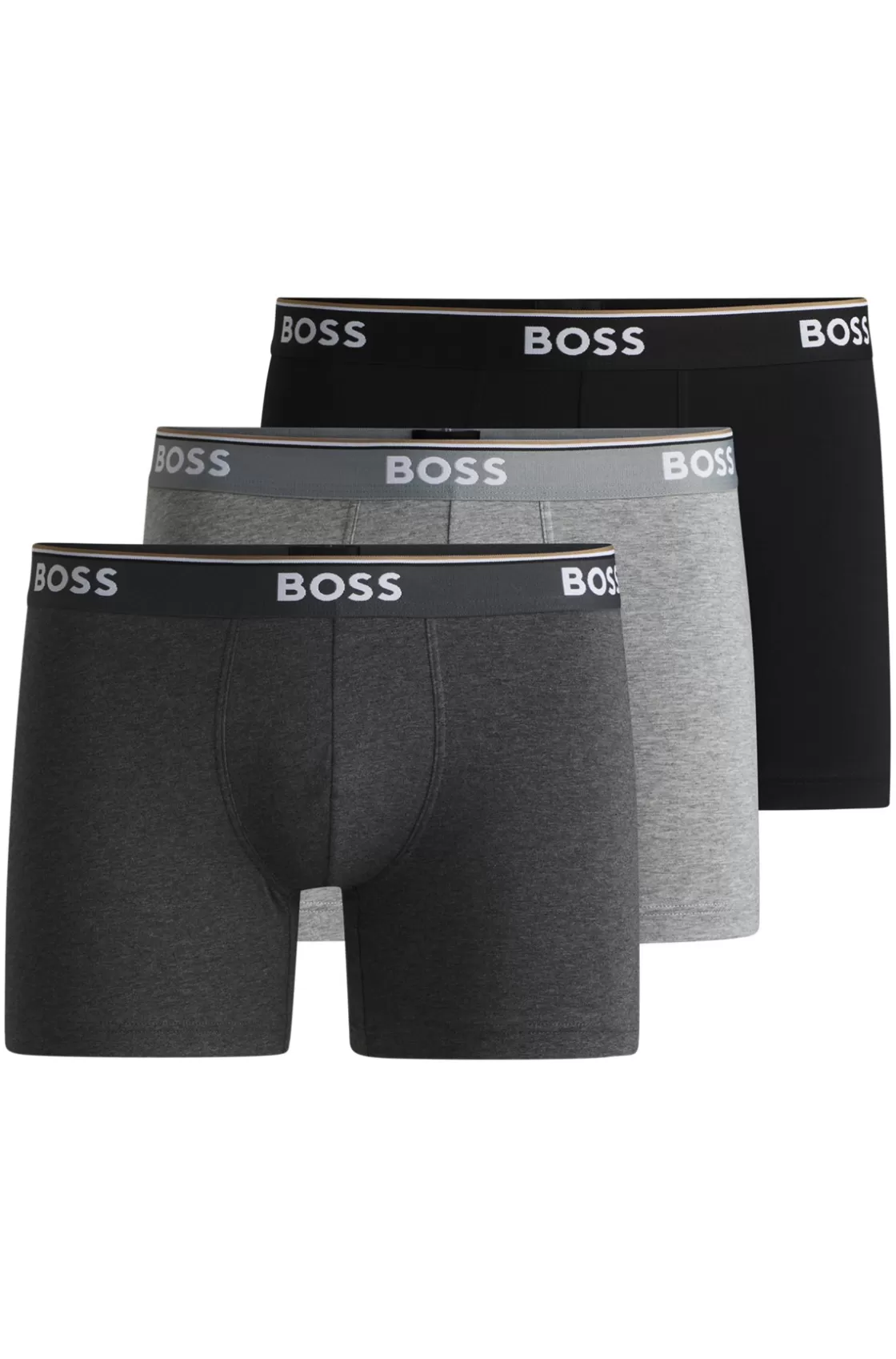 HUGO BOSS Three-pack Of Stretch-cotton Boxer Briefs With Logos Light Grey Sale